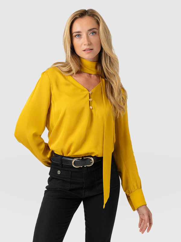 Joselyn V Neck Blouse - Golden Yellow
