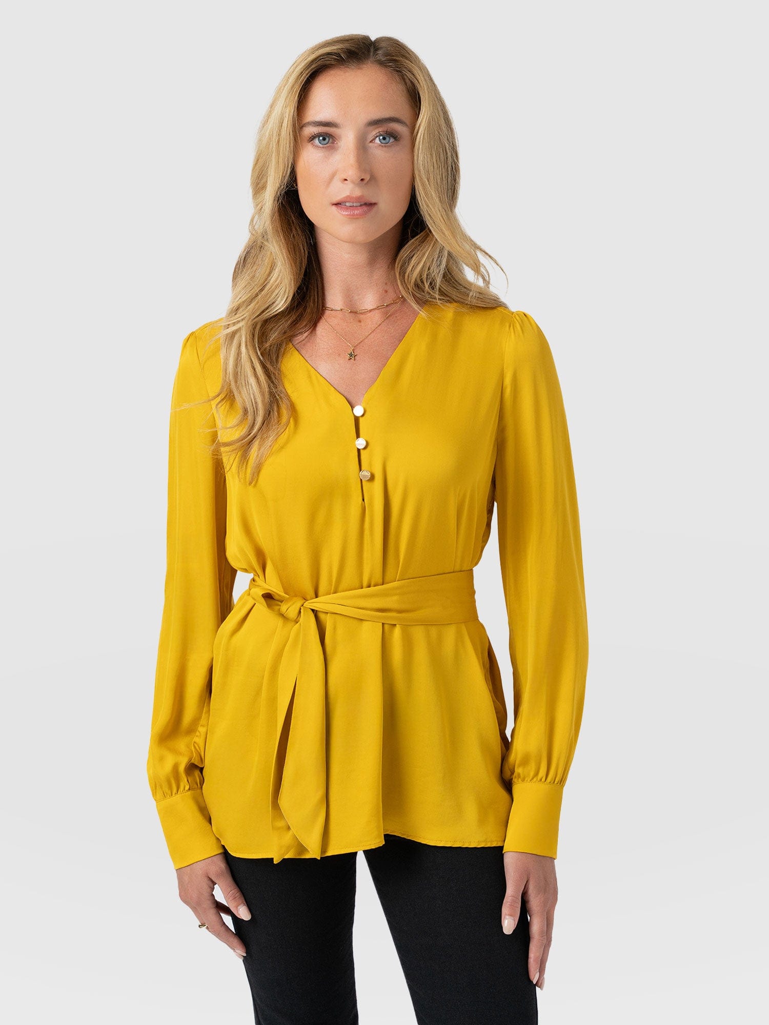 Joselyn V Neck Blouse - Golden Yellow