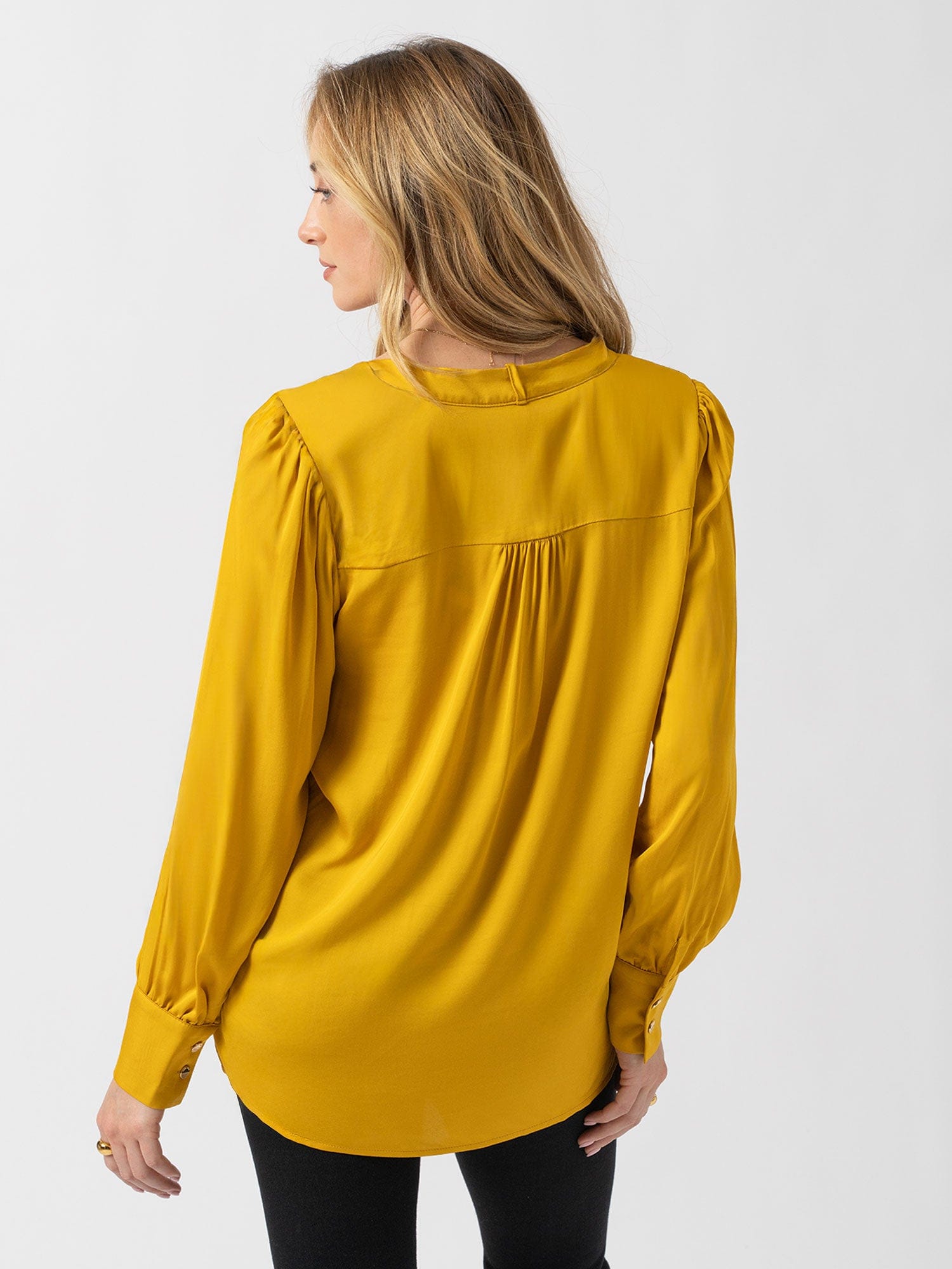 Joselyn V Neck Blouse - Golden Yellow - Women's Blouses | Saint + Sofia® UK