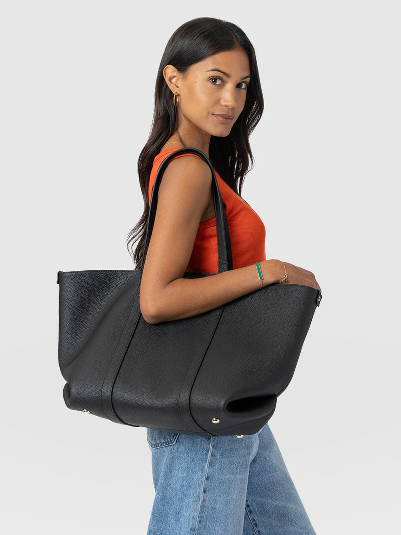 Kara Shopper Bag - Black Leather