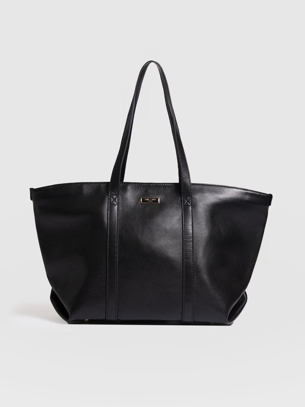Kara Shopper Bag - Black Leather
