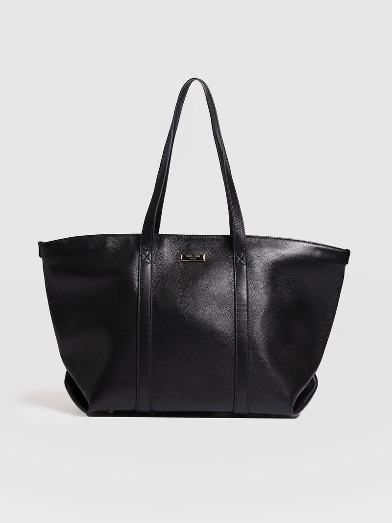Kara Shopper Bag - Black Leather