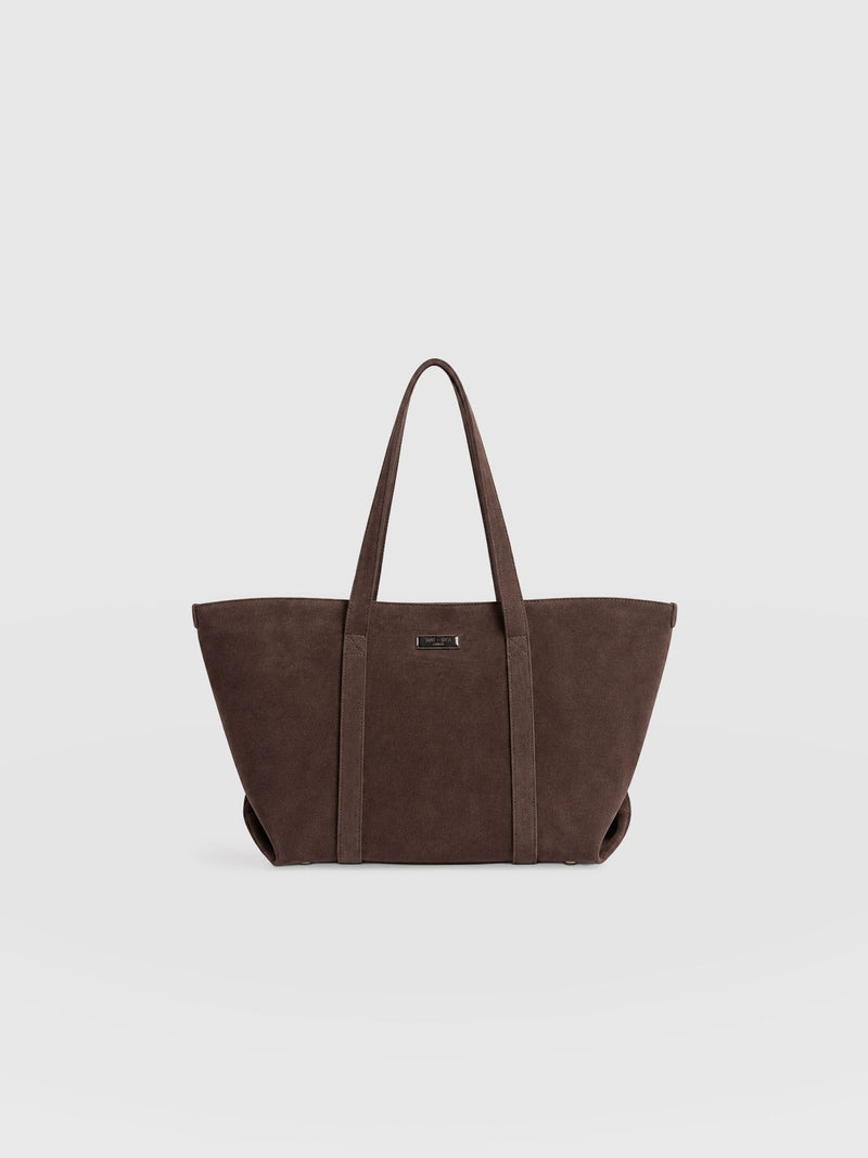Kara Shopper Bag Brown Suede - Women's Bags | Saint + Sofia® UK