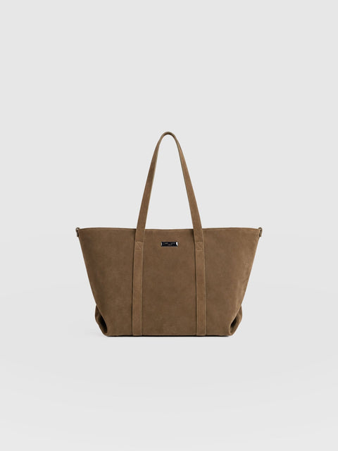 Kara Shopper Bag - Khaki Suede