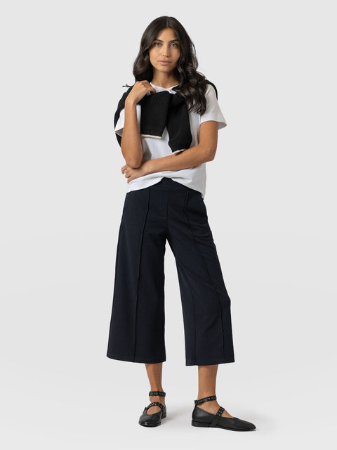 Keller Keller Crop Pant Navy - Women's Culottes | Saint + Sofia® UK