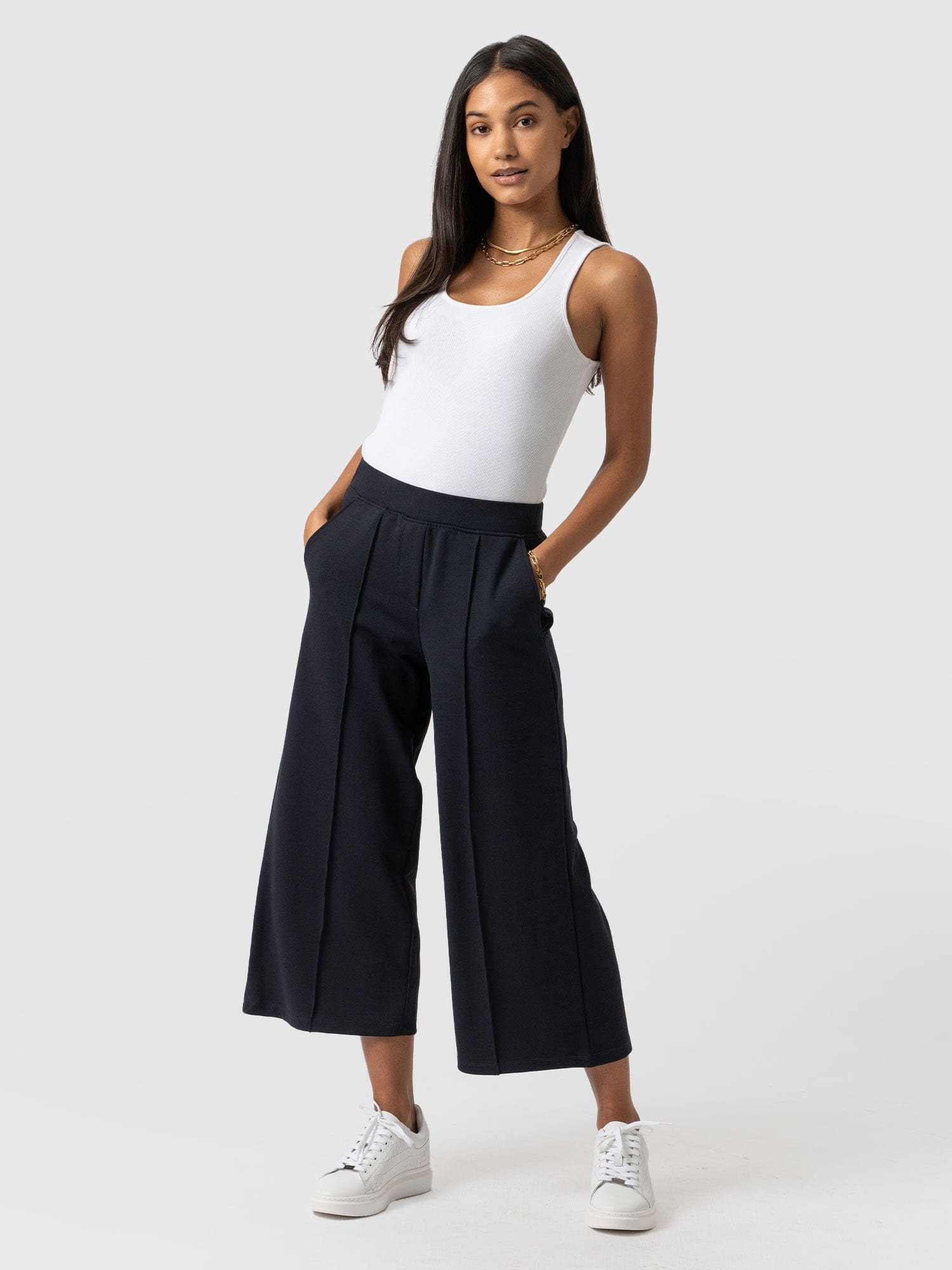 Keller Culotte Navy - Women's Culottes | Saint + Sofia® UK – Saint ...