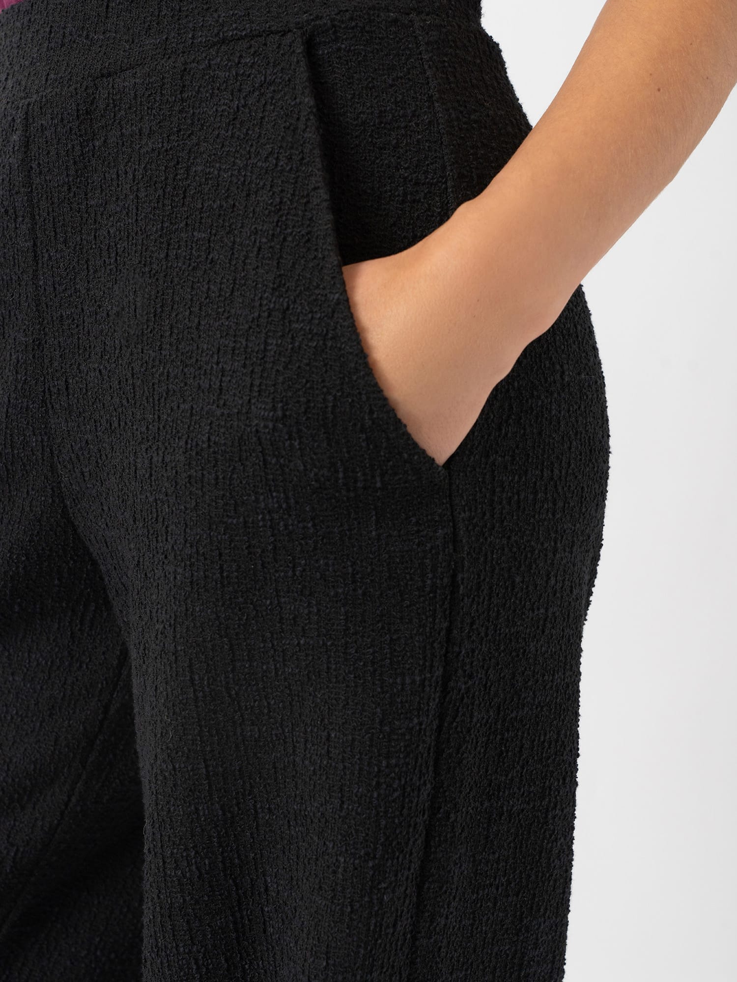 Keller Wide Leg Pant - Black Boucle - Women's Trousers | Saint and Sofia® UK