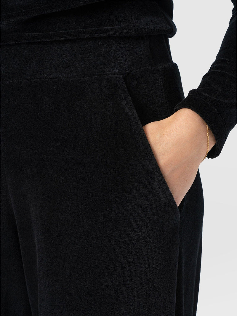 Keller Wide Leg Pant - Black Velvet