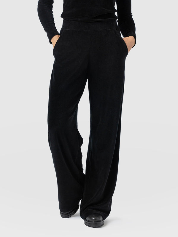 Keller Wide Leg Pant - Black Velvet