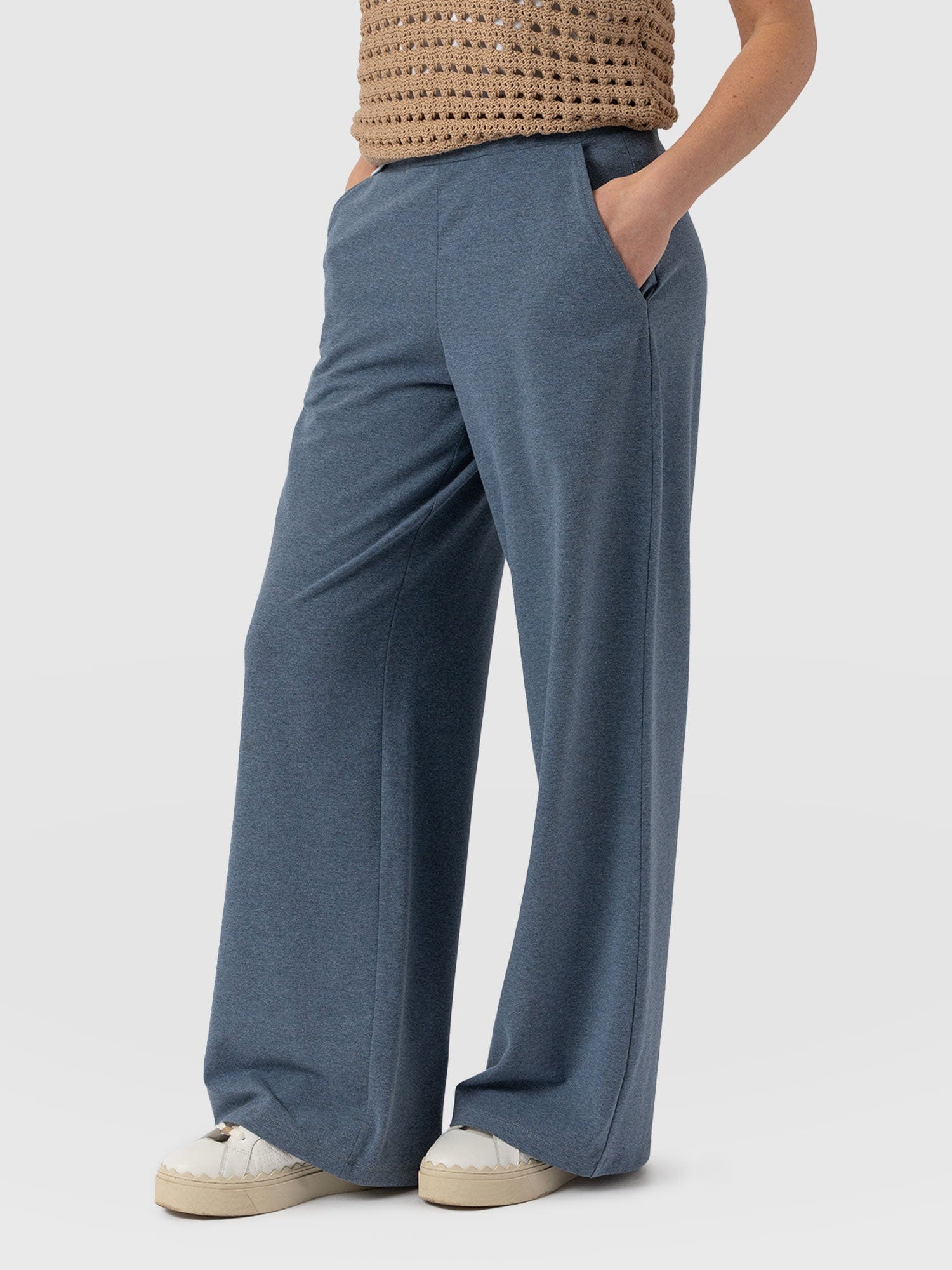 Keller Wide Leg Pant - Blue Melange