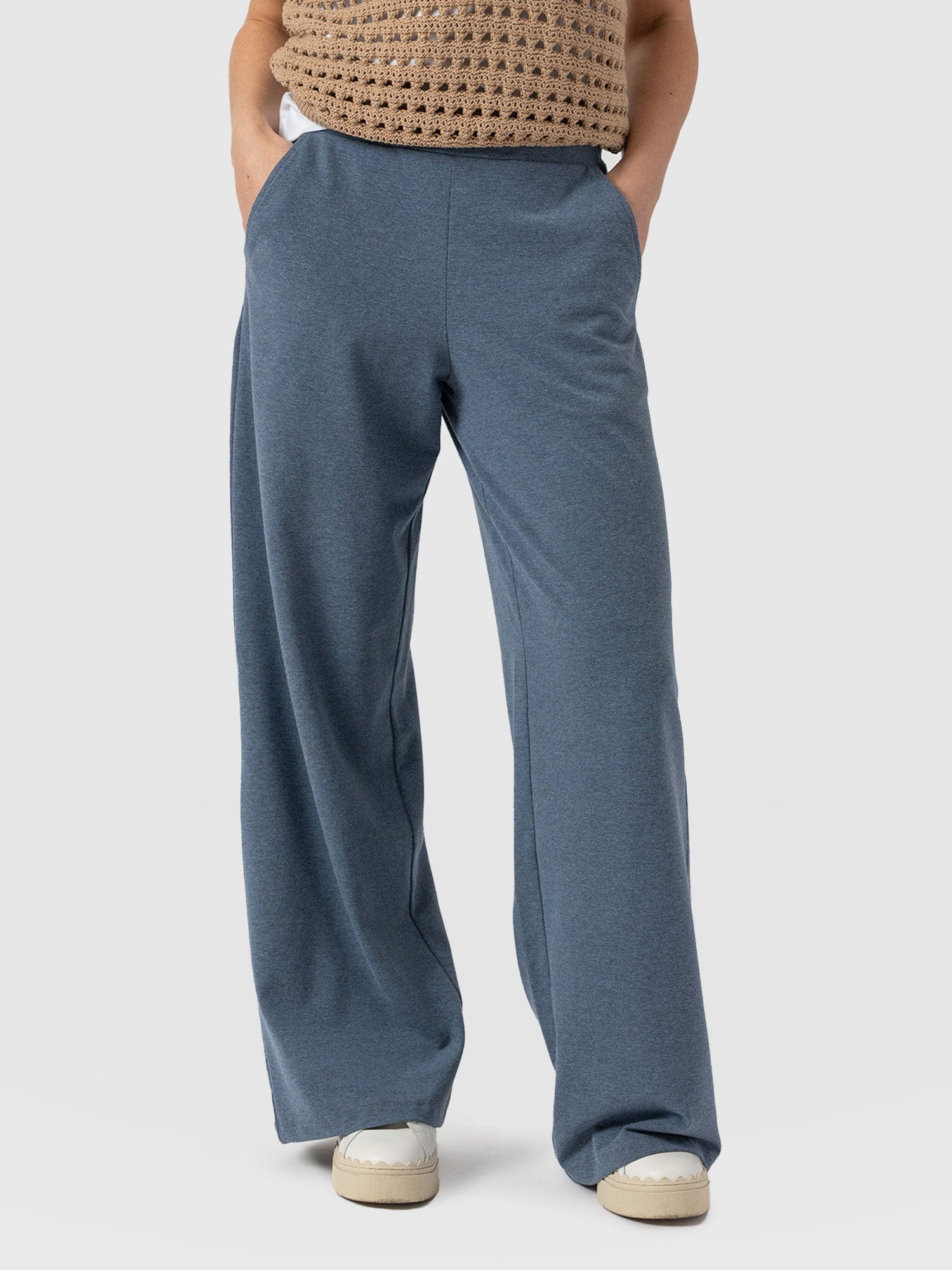 Keller Wide Leg Pant - Blue Melange