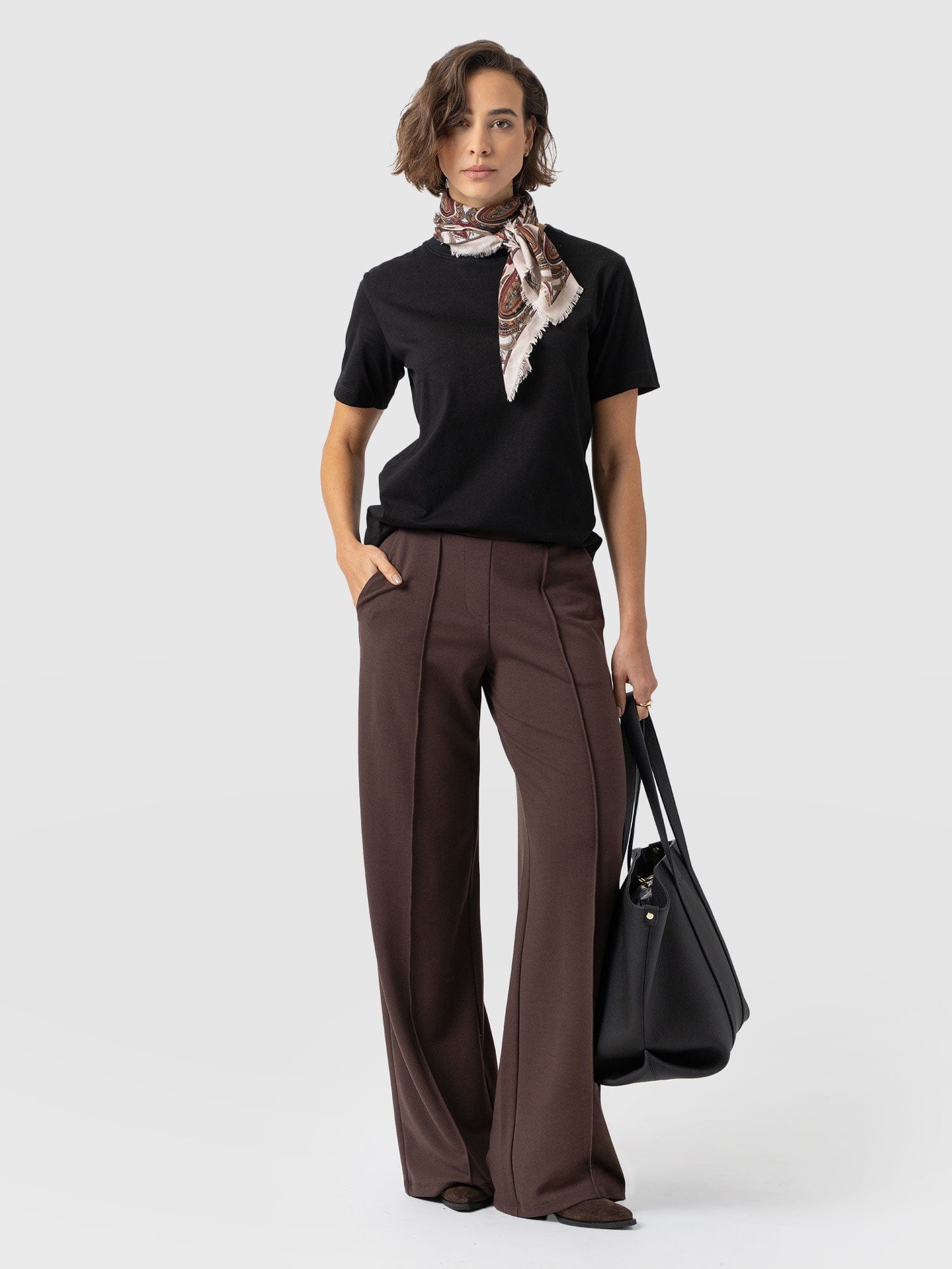 Keller Wide Leg Pant - Brown