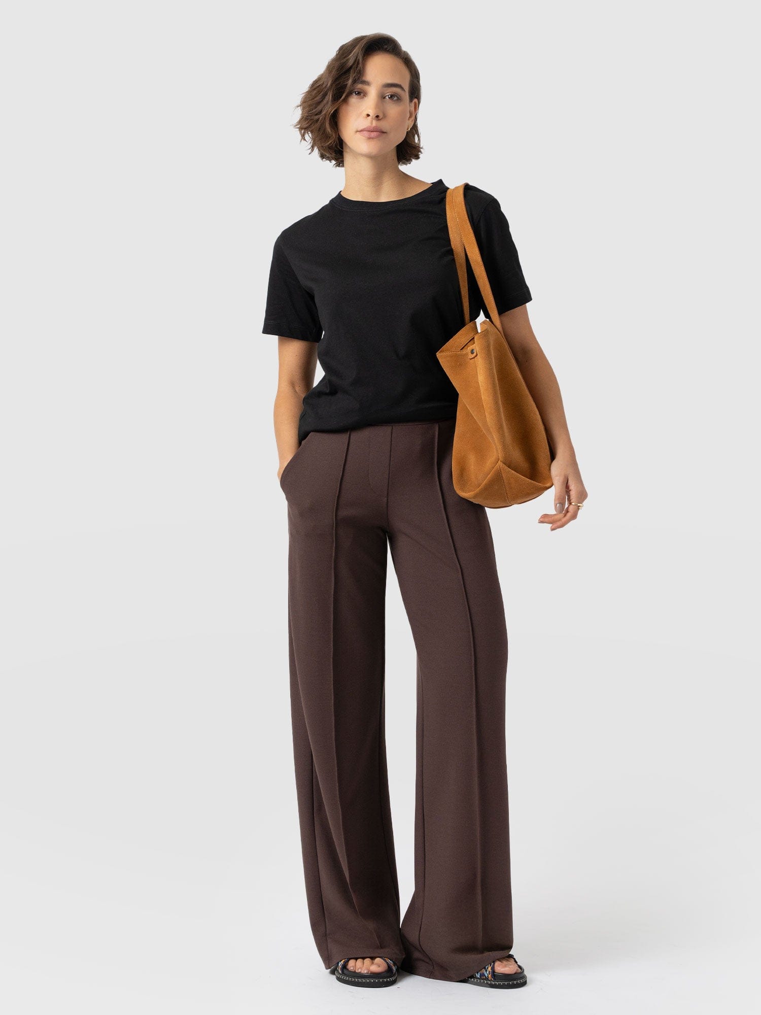 Keller Wide Leg Pant - Brown - Women's Trousers | Saint + Sofia® UK
