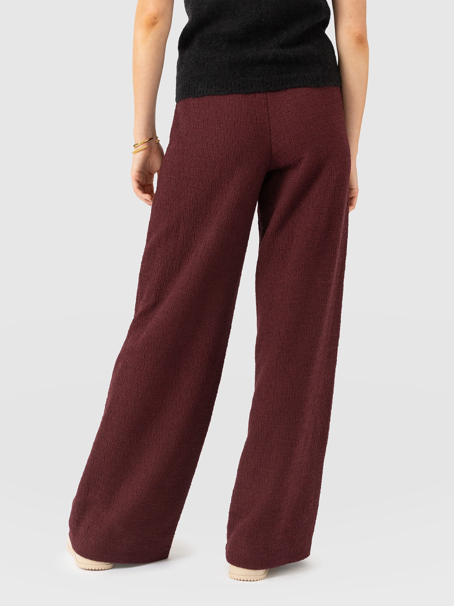 Keller Wide Leg Pant - Burgundy Boucle