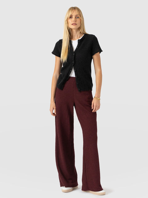 Keller Wide Leg Pant - Burgundy Boucle