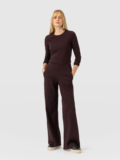 Keller Wide Leg Pant - Burgundy Boucle - Women's Trousers | Saint and Sofia® UK