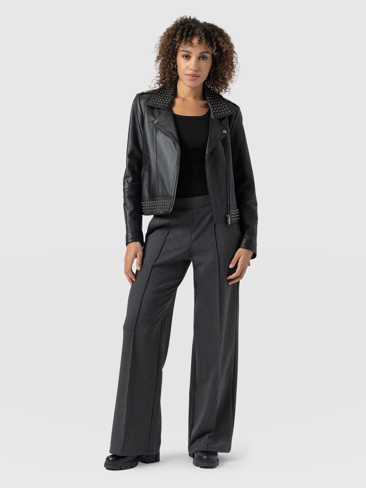 Keller Wide Leg Pant Charcoal - Women's Trousers | Saint + Sofia® UK
