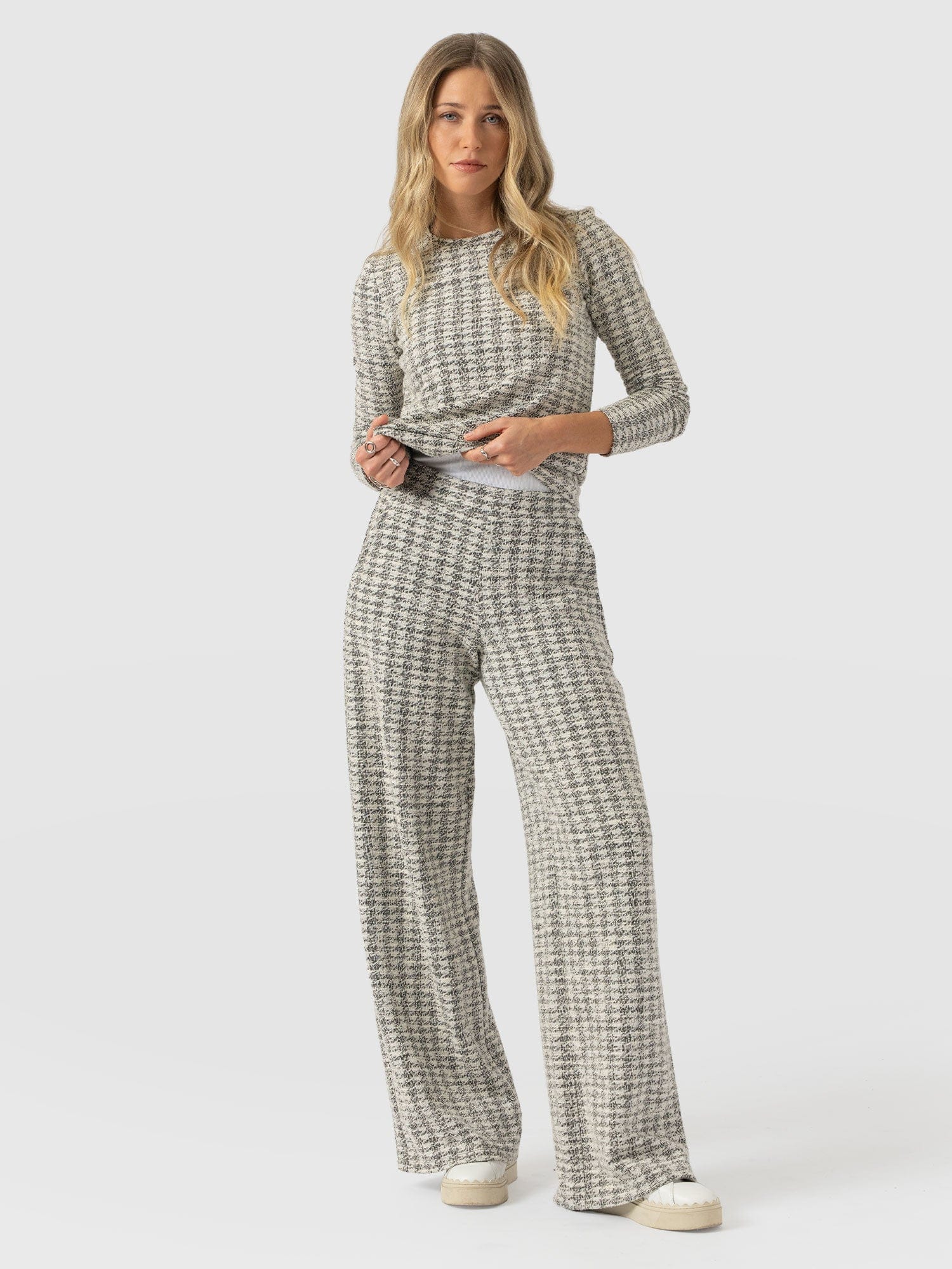 Keller Wide Leg Pant - Cream Boucle - Women's Trousers | Saint + Sofia® UK
