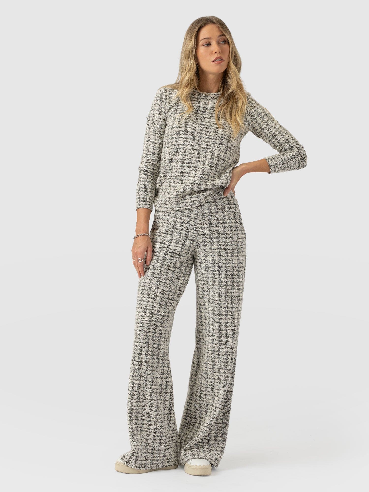 Keller Wide Leg Pant - Cream Boucle - Women's Trousers | Saint + Sofia® UK