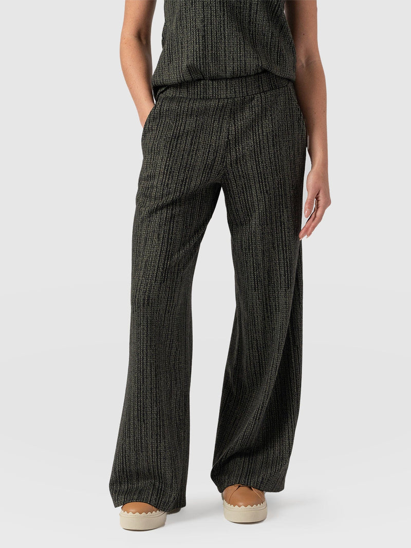 Keller Wide Leg Pant - Green Pixel