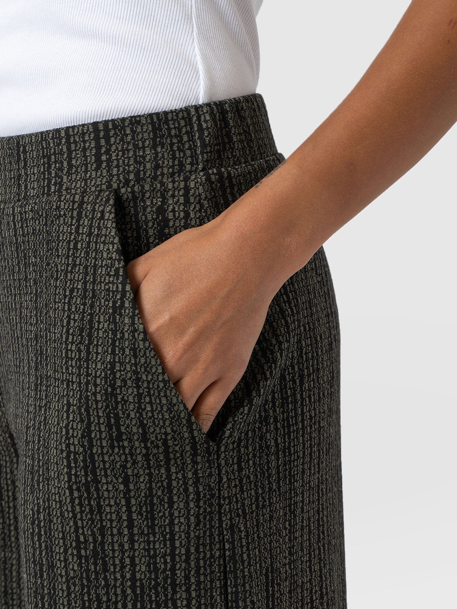 Keller Wide Leg Pant - Green Texture