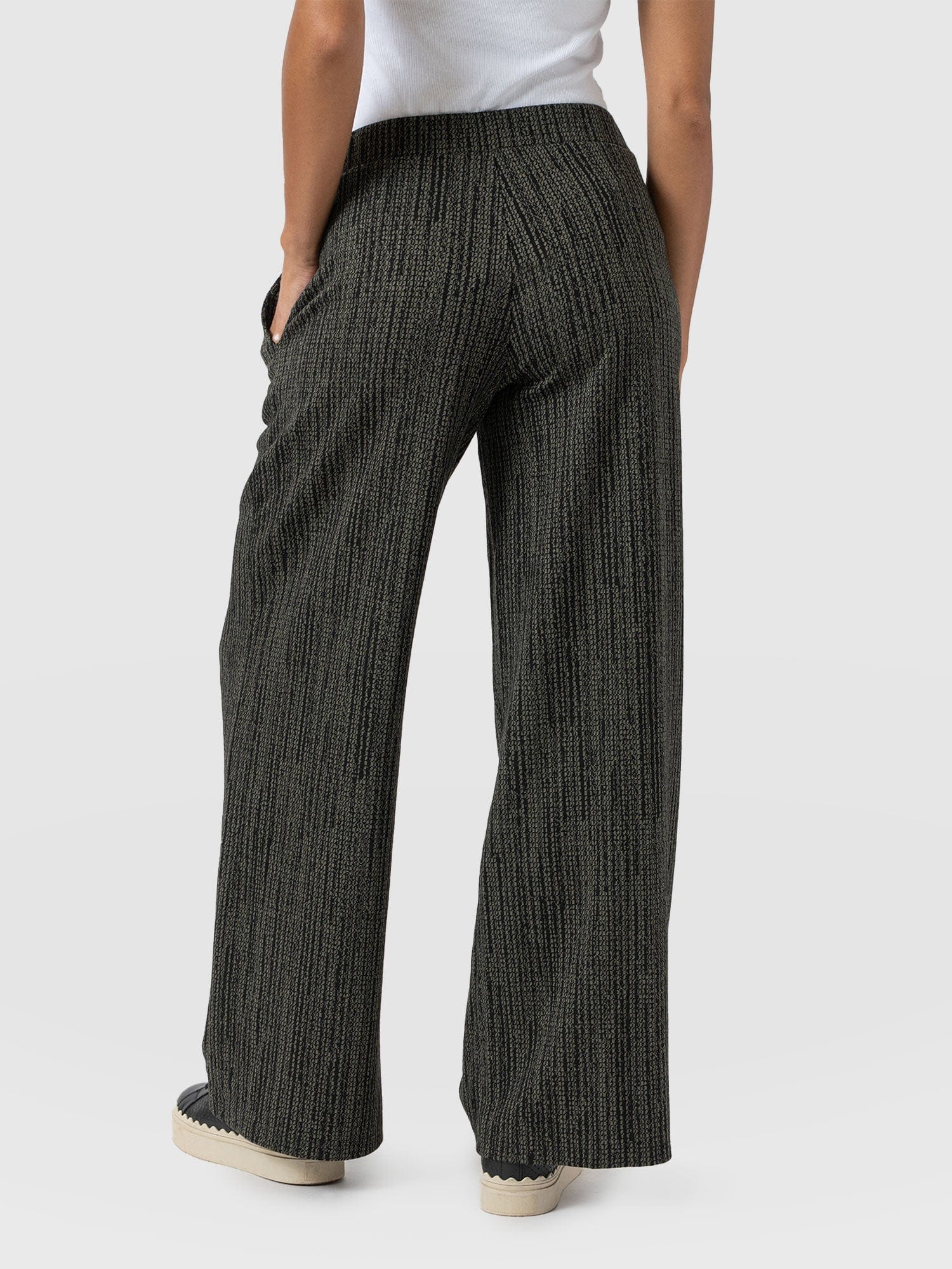 Keller Wide Leg Pant Green Texture - Women's Trousers | Saint + Sofia® UK