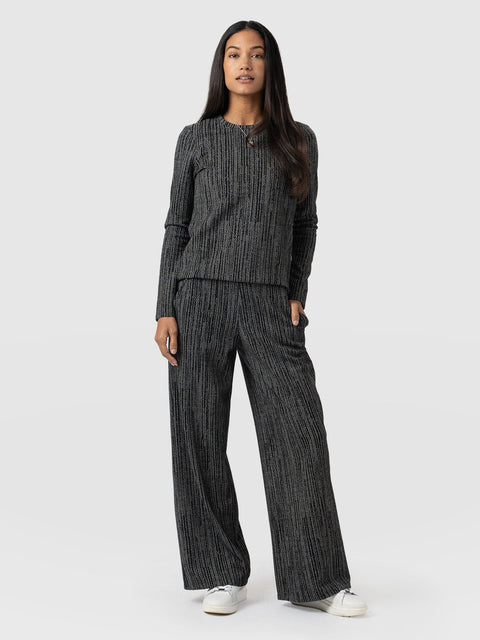 Keller Wide Leg Pant Grey/Black - Women's Trousers | Saint + Sofia® UK