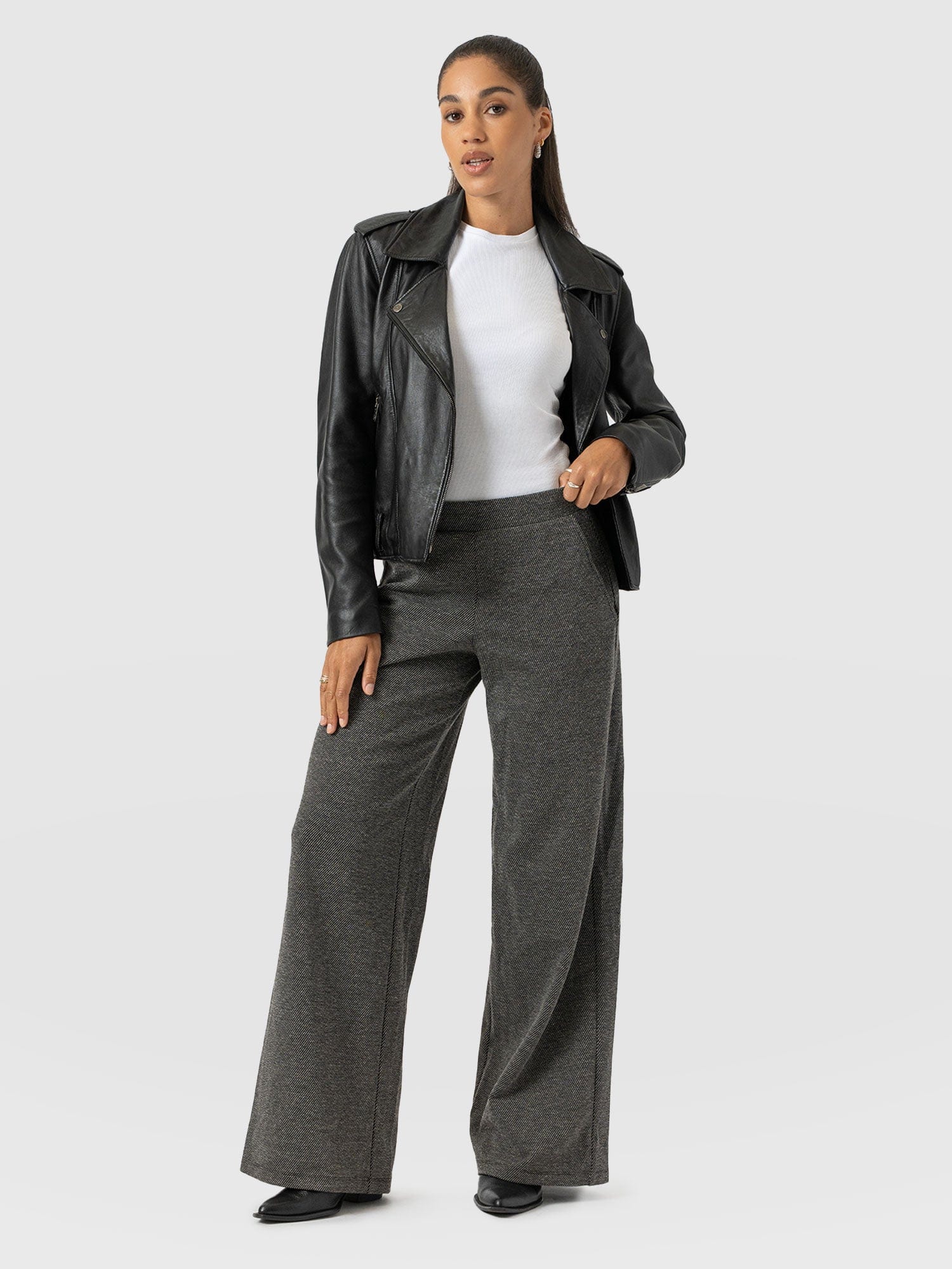 Keller Wide Leg Pant - Grey Twill