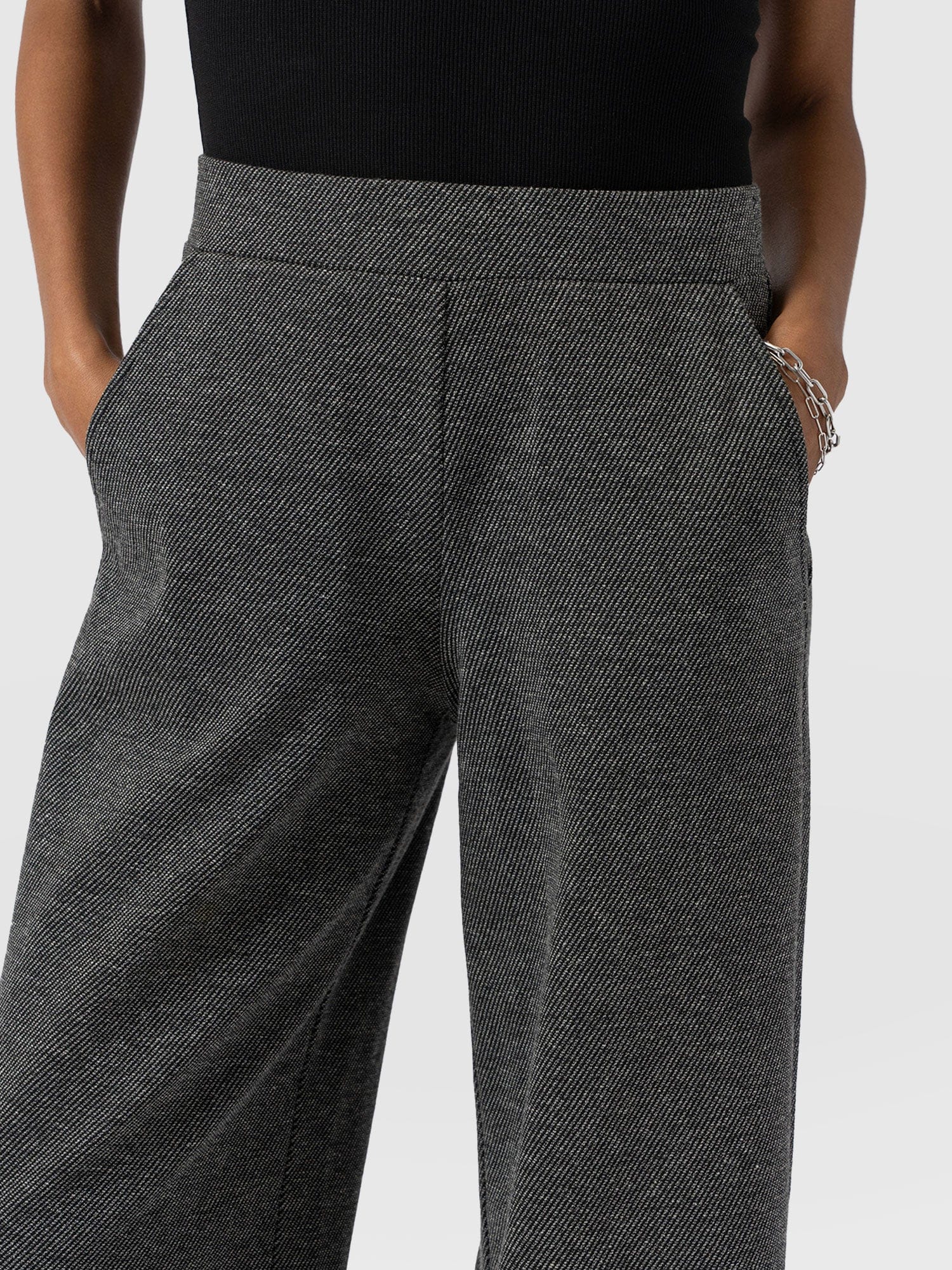 Keller Wide Leg Pant - Grey Twill - Women's Trouserss | Saint + Sofia® UK
