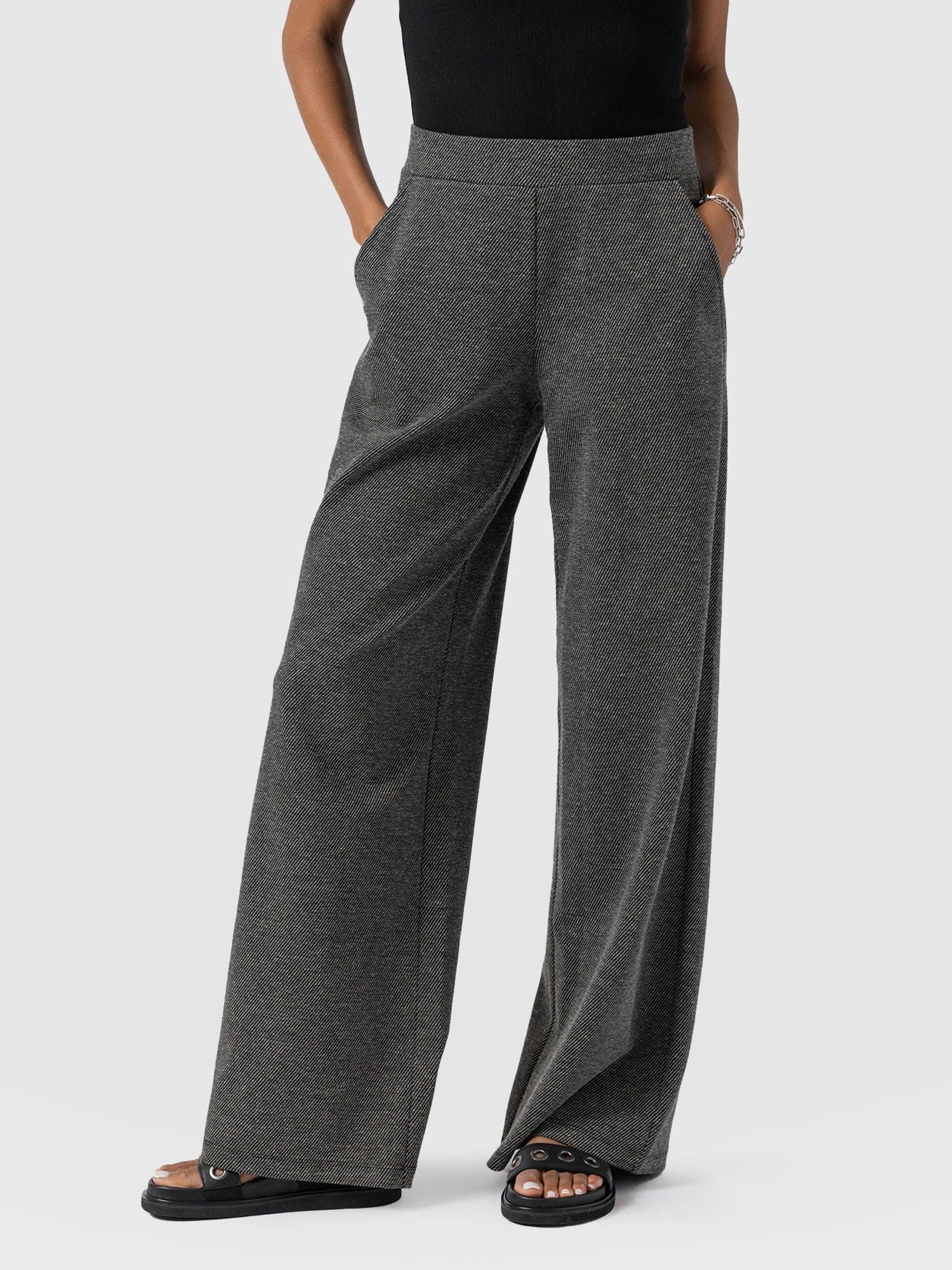 Keller Wide Leg Pant - Grey Twill - Women's Trouserss | Saint + Sofia® UK