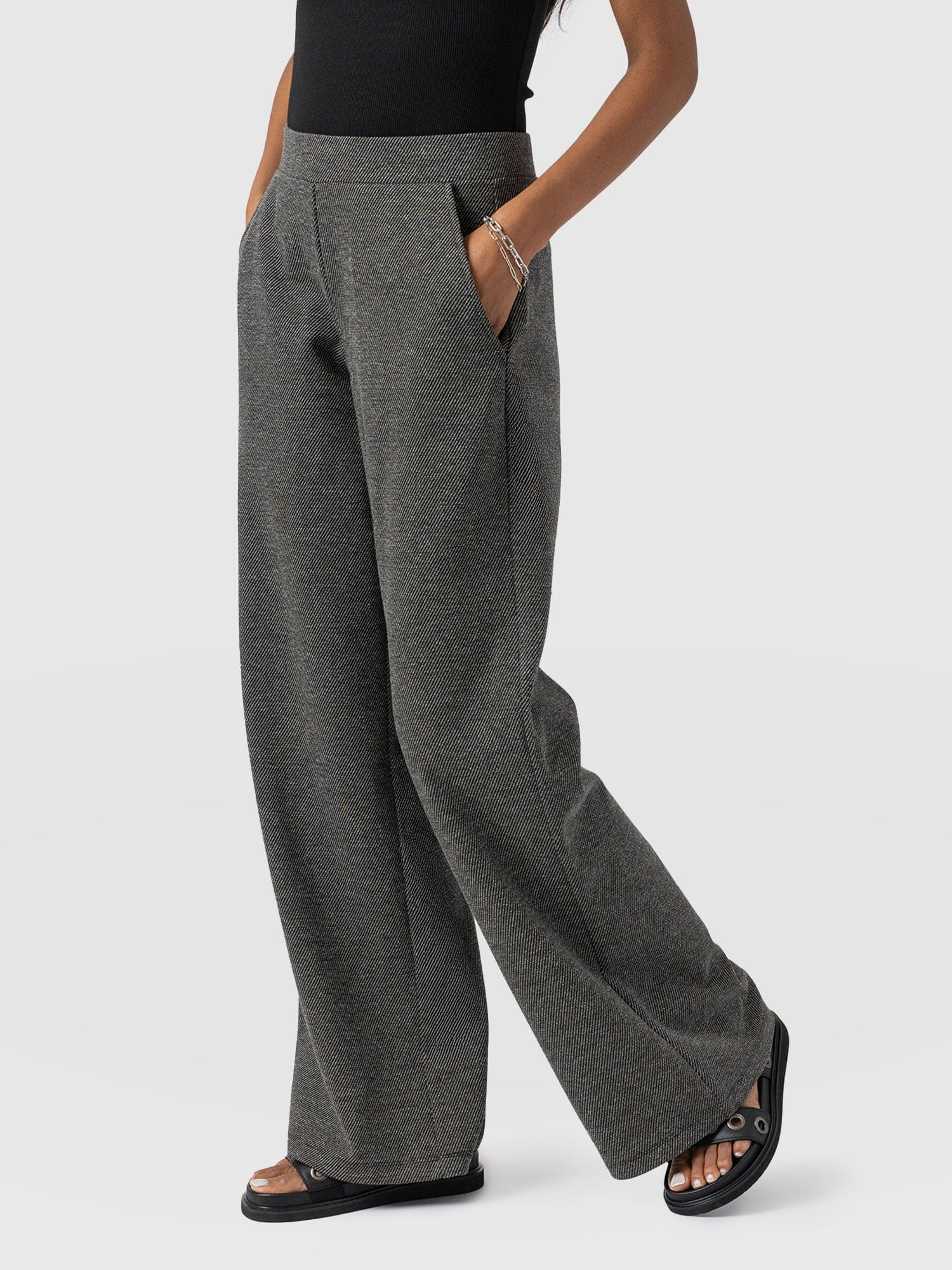 Keller Wide Leg Pant - Grey Twill - Women's Trouserss | Saint + Sofia® UK
