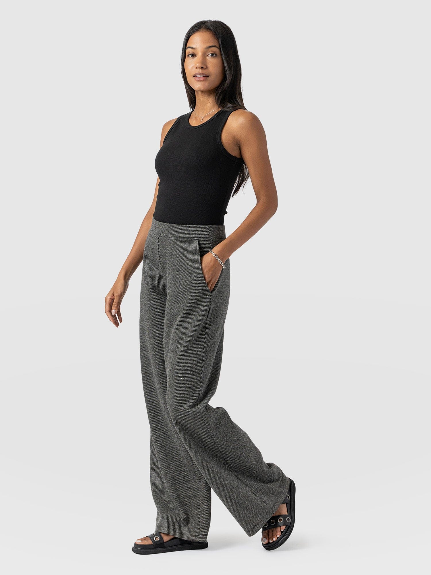 Keller Wide Leg Pant - Grey Twill - Women's Trouserss | Saint + Sofia® UK