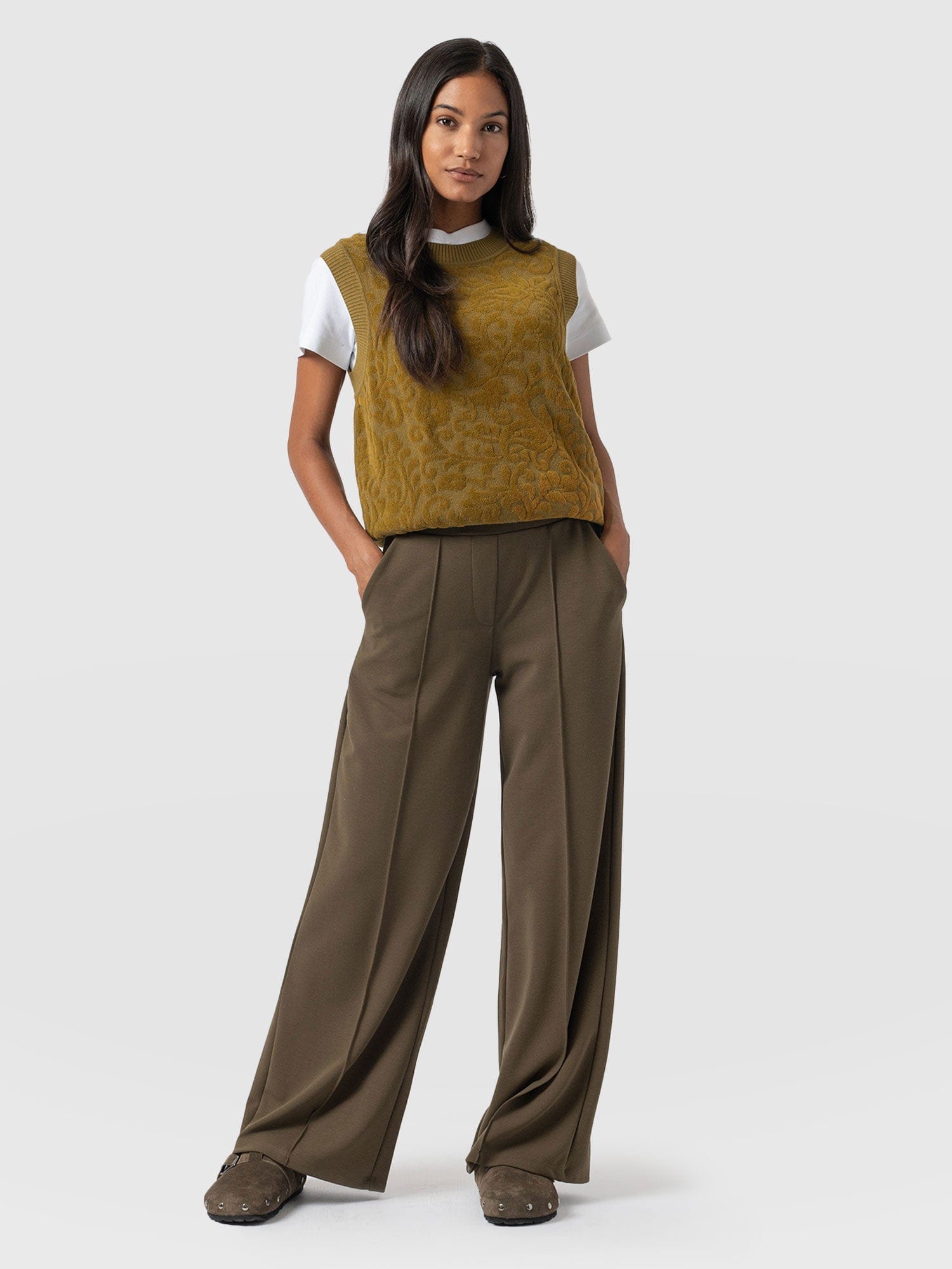 Keller Wide Leg Pant - Khaki