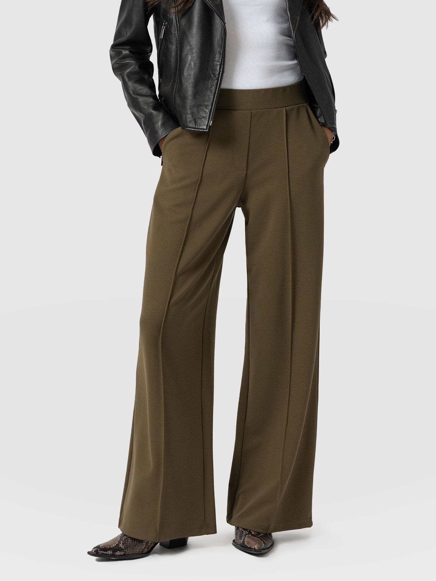 Keller Wide Leg Pant Khaki - Women's Trousers | Saint + Sofia® UK