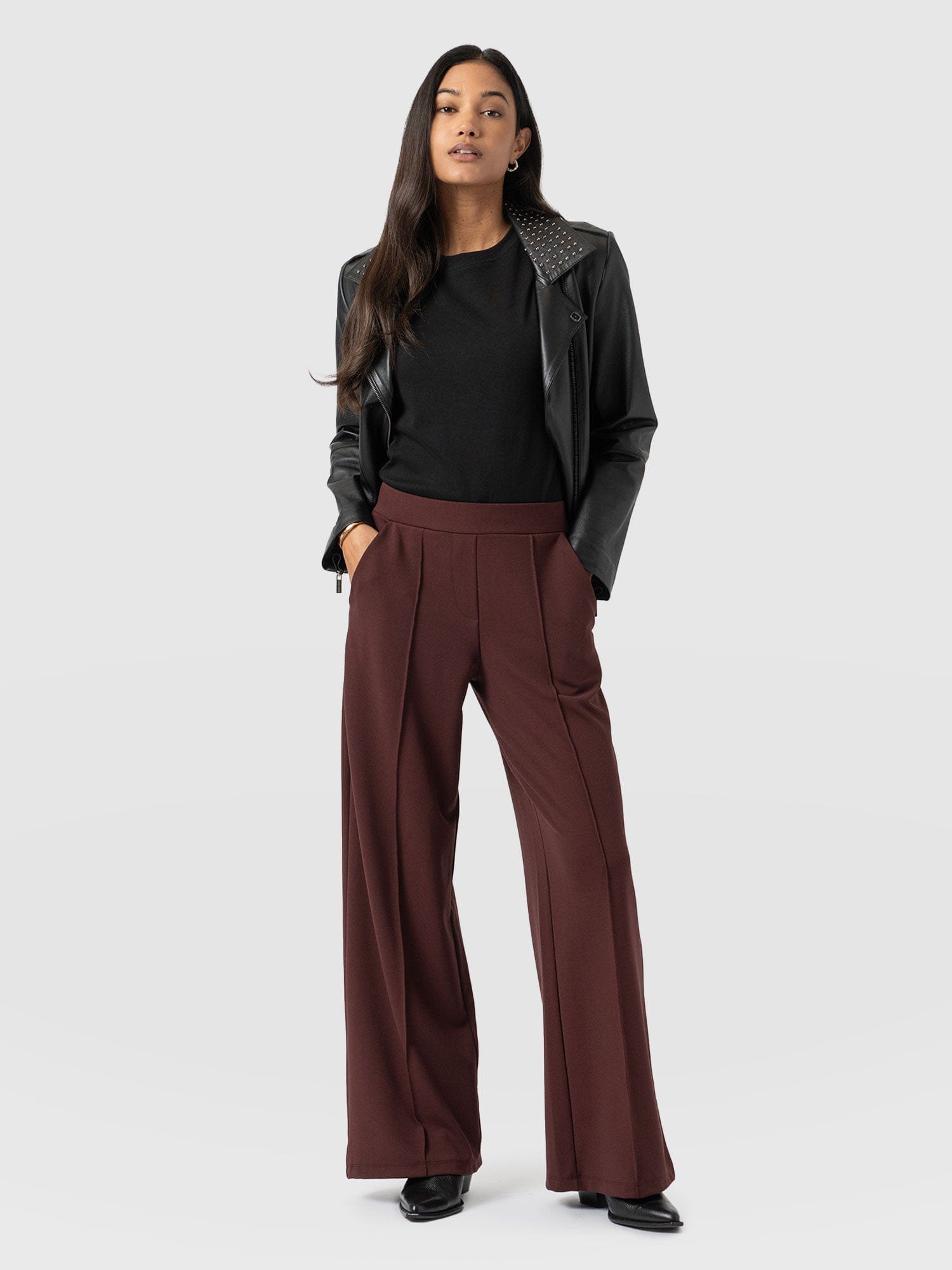 Keller Wide Leg Pant - Maroon