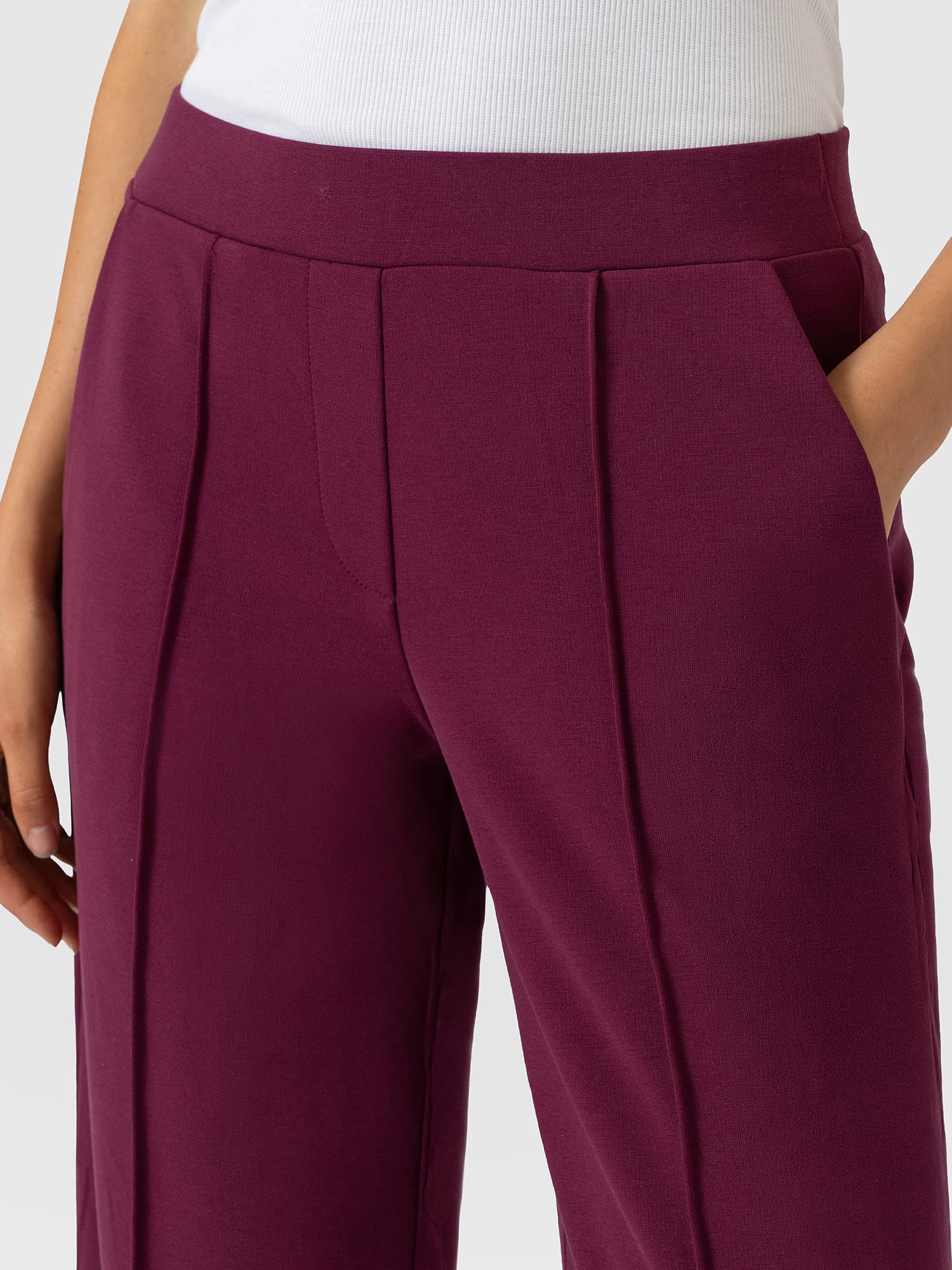 Keller Wide Leg Pant - Plum - Women's Trousers | Saint and Sofia® UK