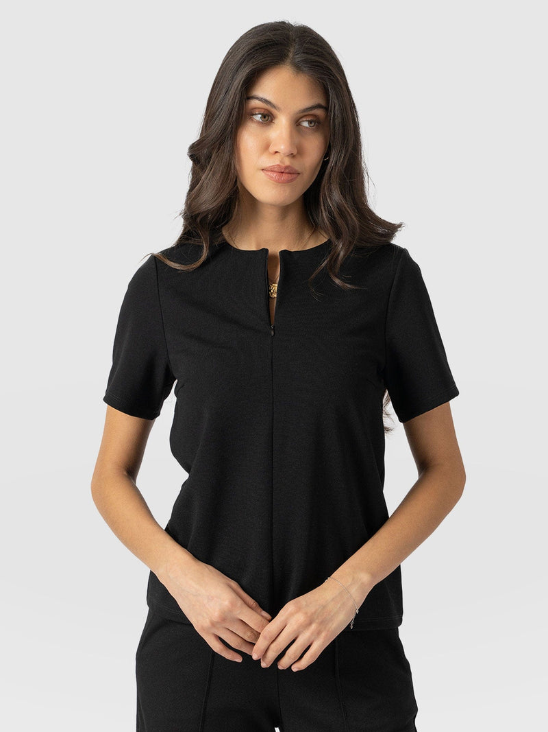 Keller Zip Up Tee - Black