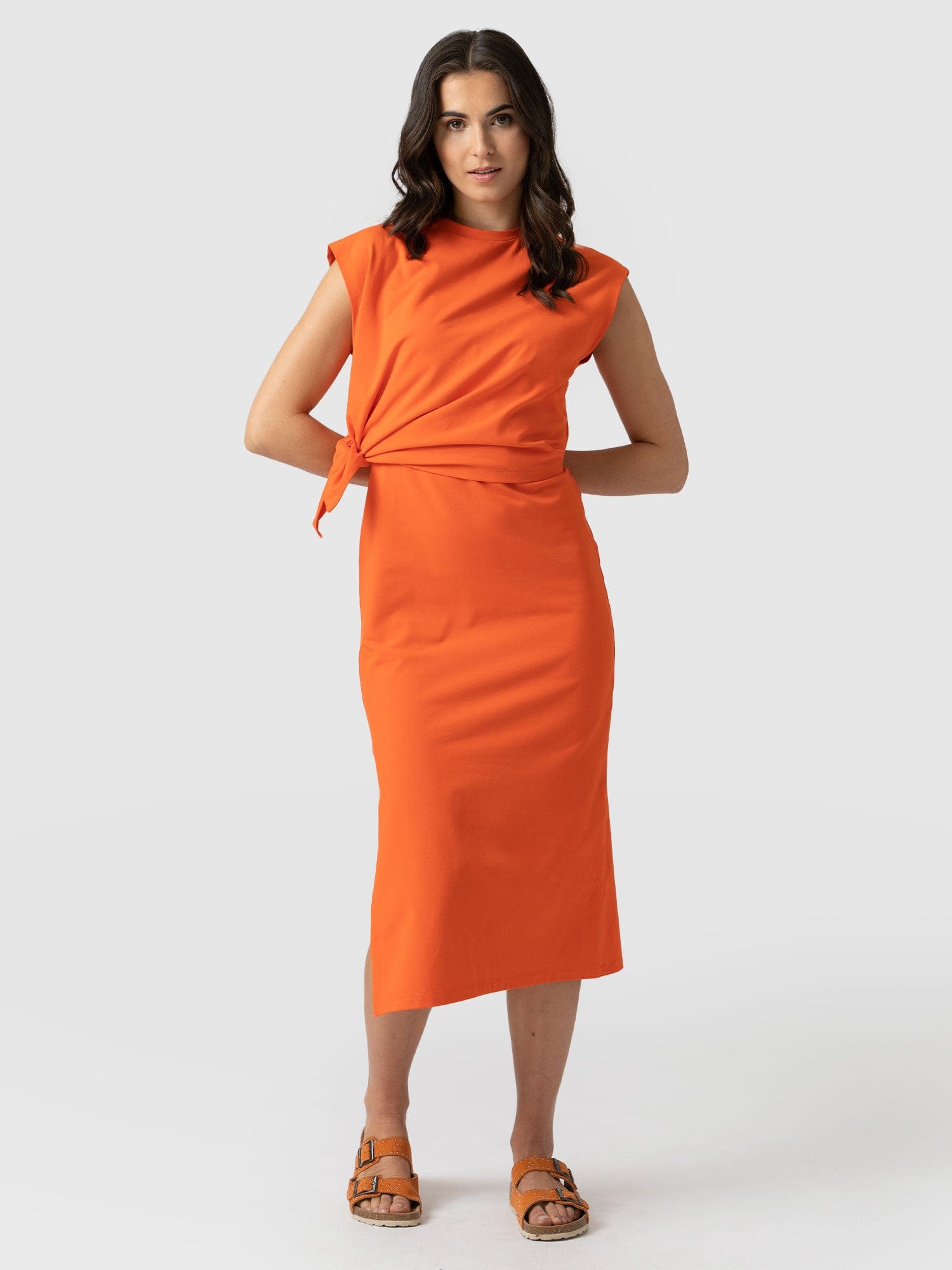 Kensal Knot Dress - Mandarin Red