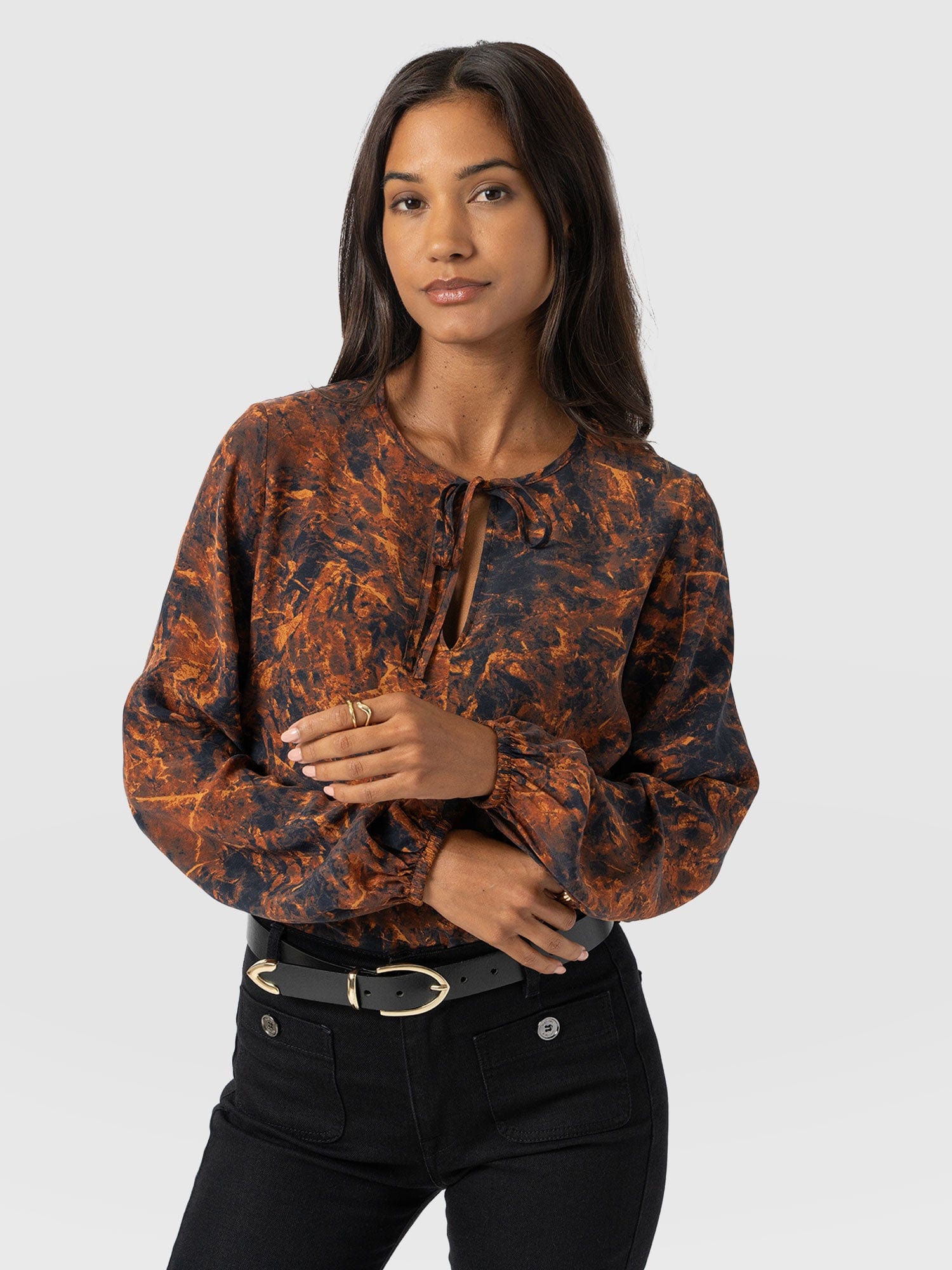 Kristen Blouse - Brown Marble - Women's Blouses | Saint + Sofia® UK