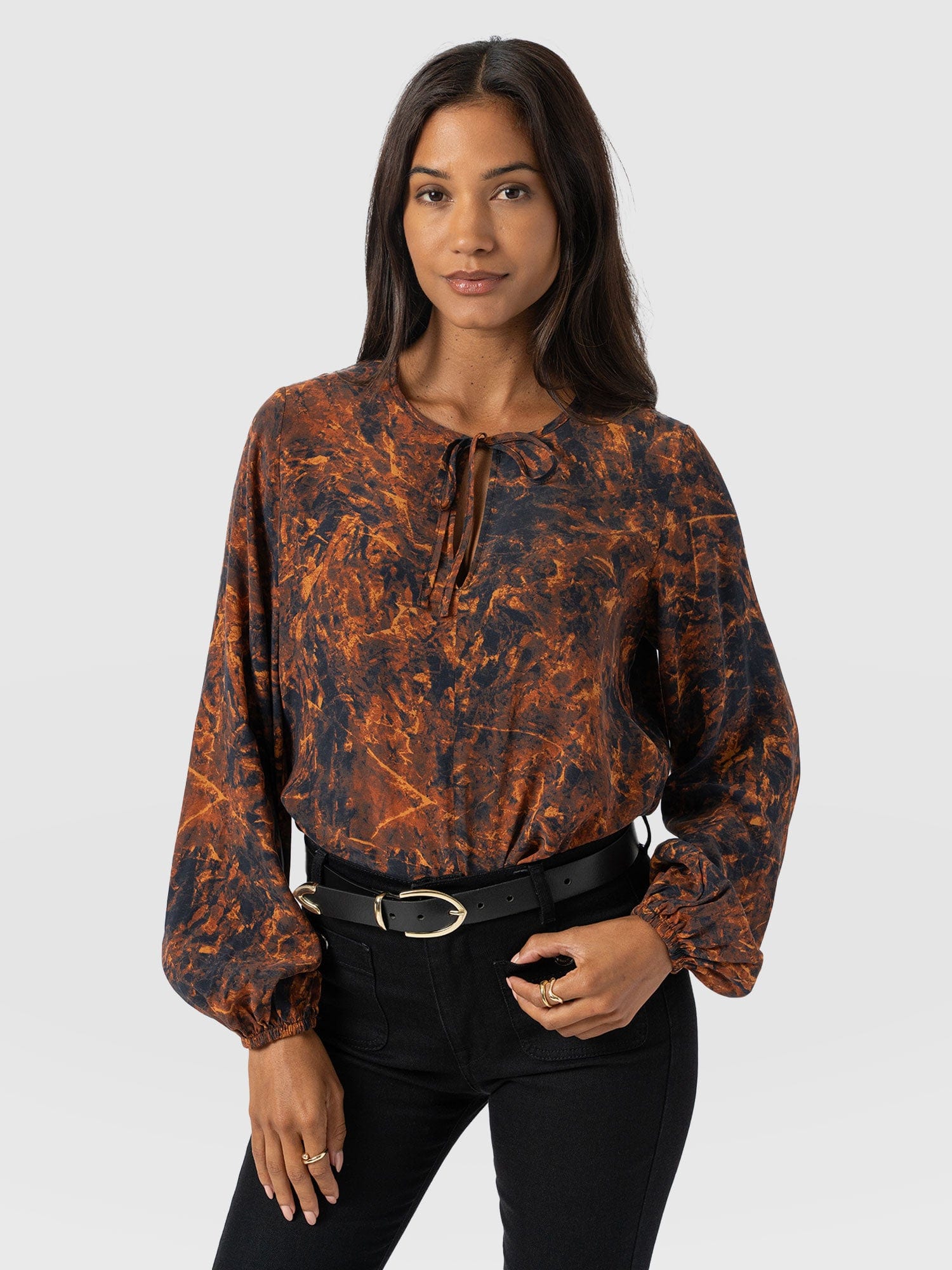 Kristen Blouse - Brown Marble - Women's Blouses | Saint + Sofia® UK