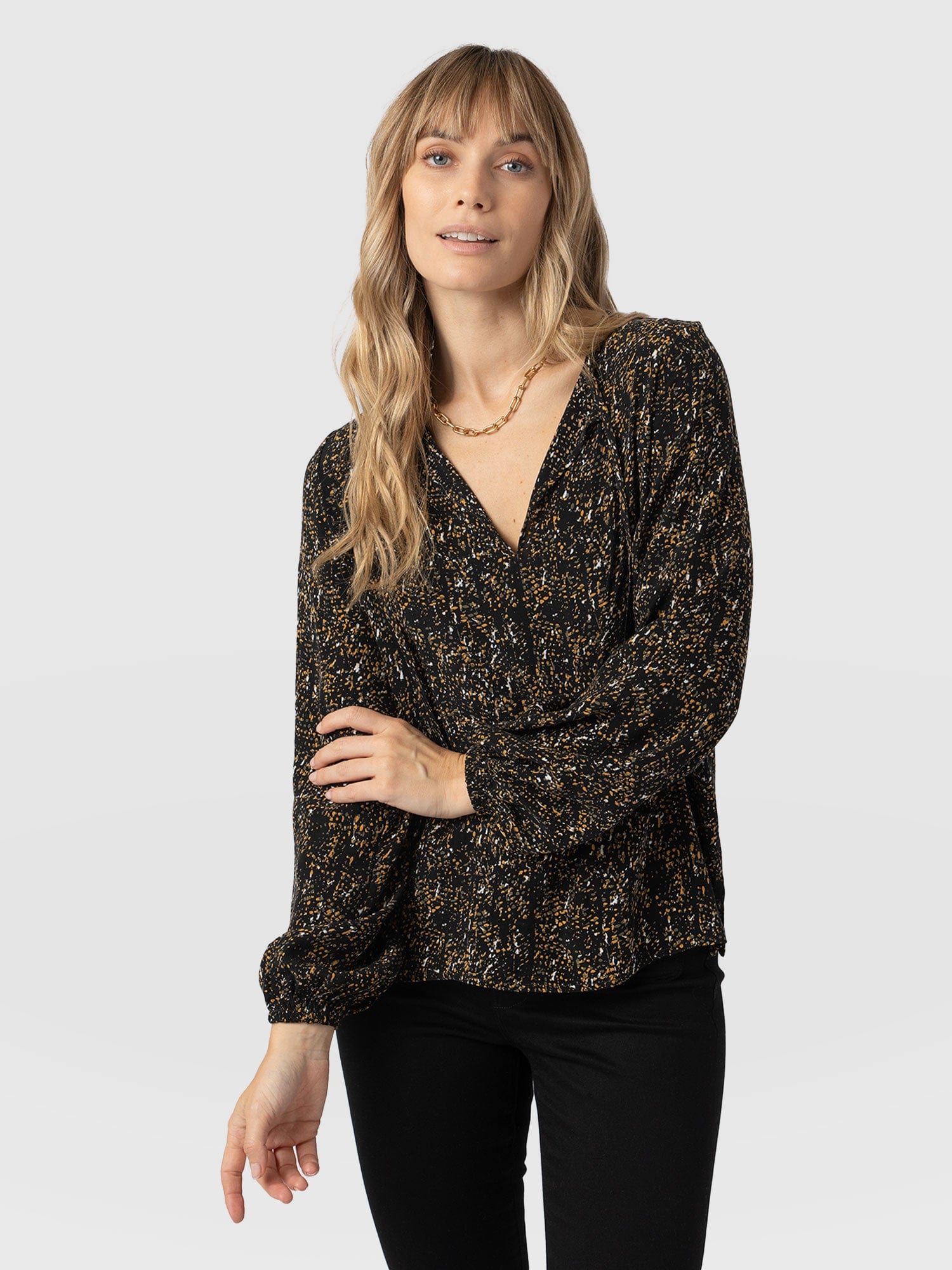 Kristen Blouse Green Ditsy Leopard - Women's Blouses | Saint and Sofia® UK