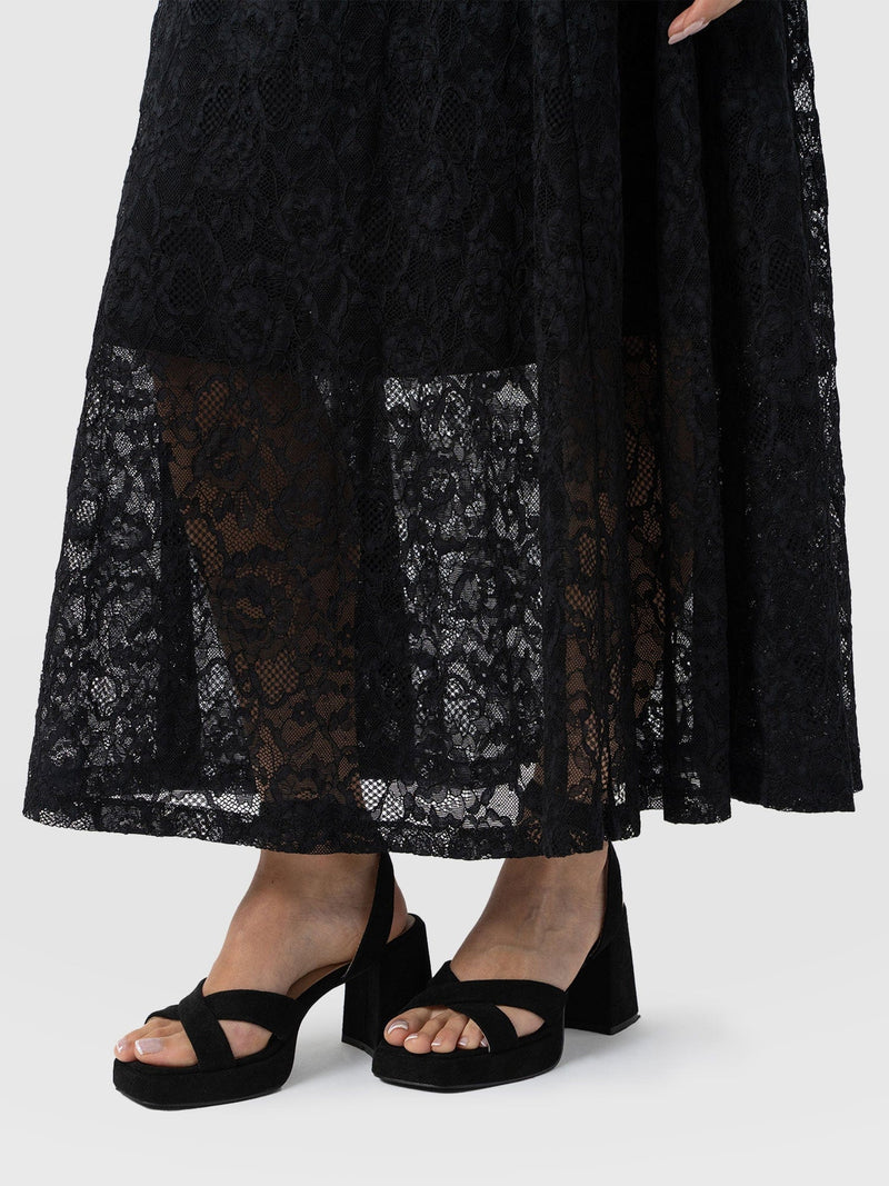 Lana A - Line Skirt - Black Lace