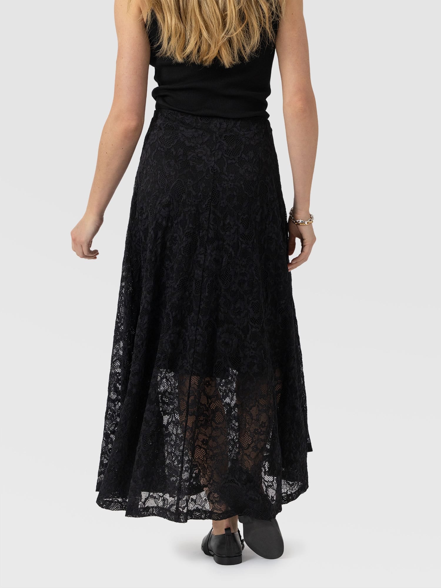 Lana A - Line Skirt - Black Lace