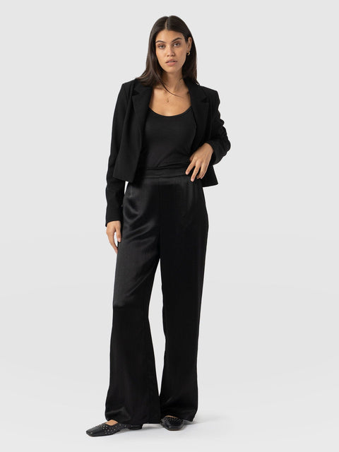 Langley Wide Leg Pant Black - Women's Trousers | Saint + Sofia® UK