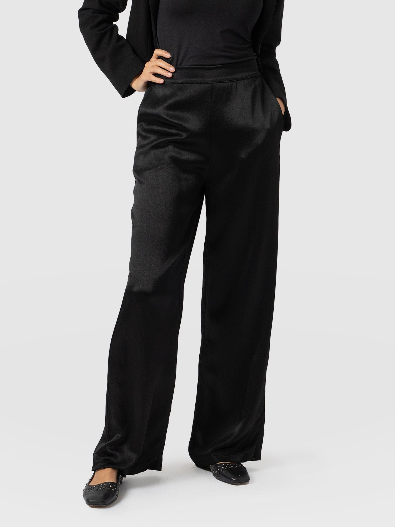 Langley Wide Leg Pant Black - Women's Trousers | Saint + Sofia® UK