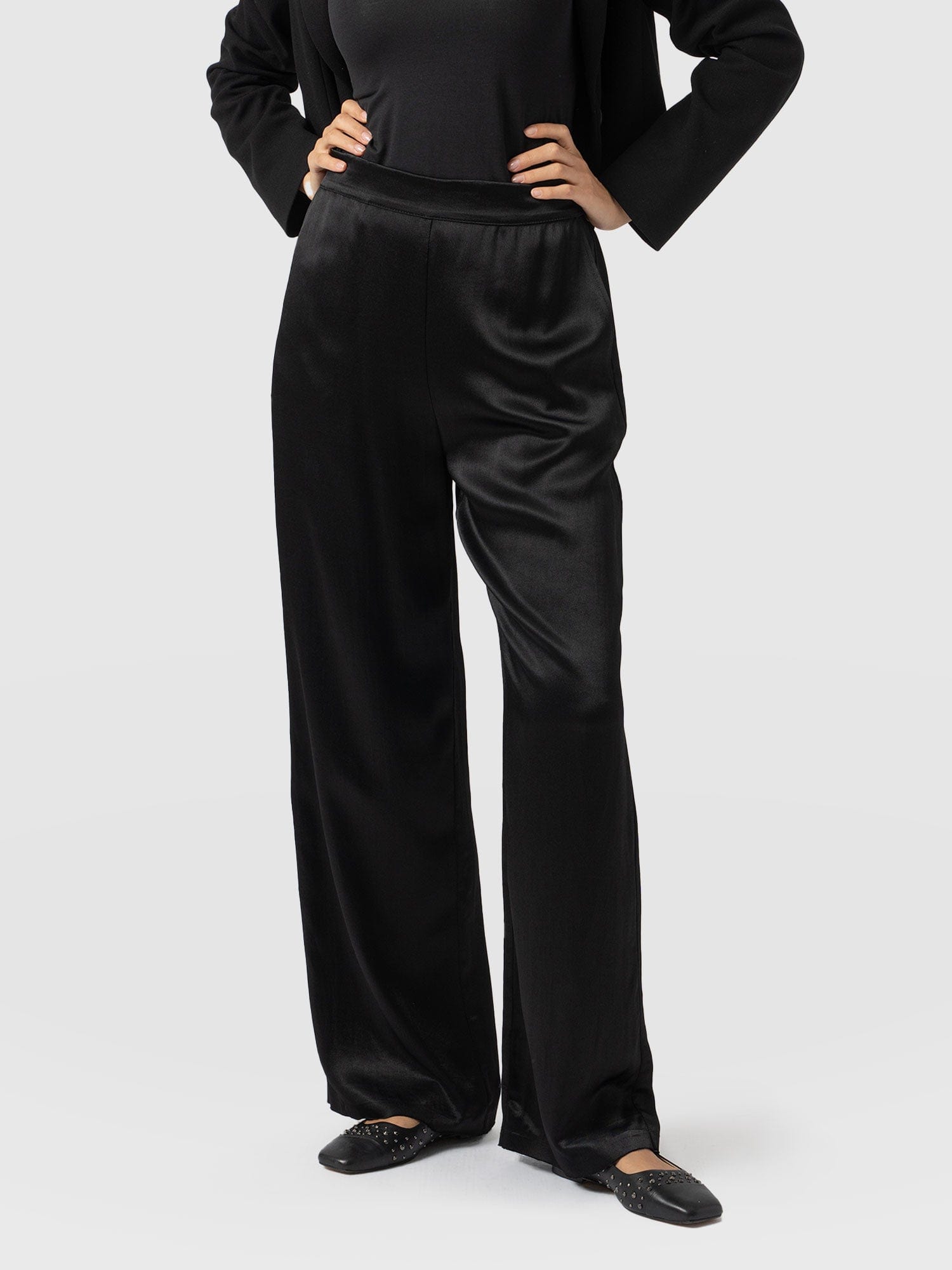 Langley Wide Leg Pant Black - Women's Trousers | Saint + Sofia® UK