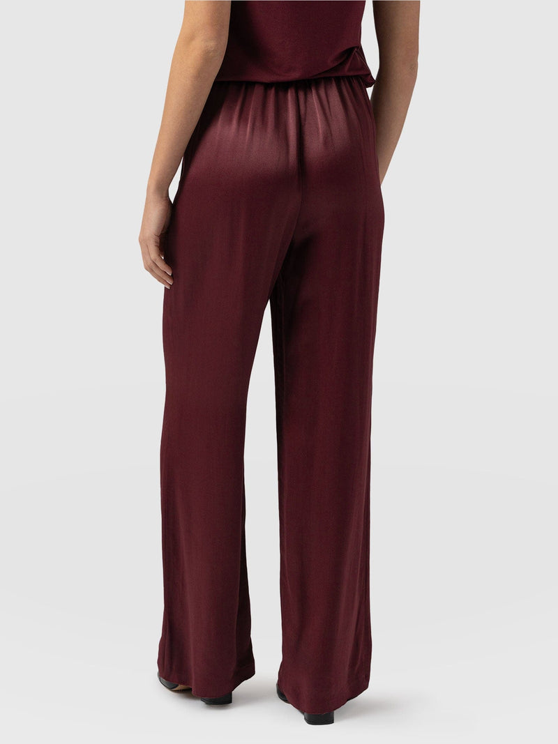 Langley Wide Leg Pant - Maroon