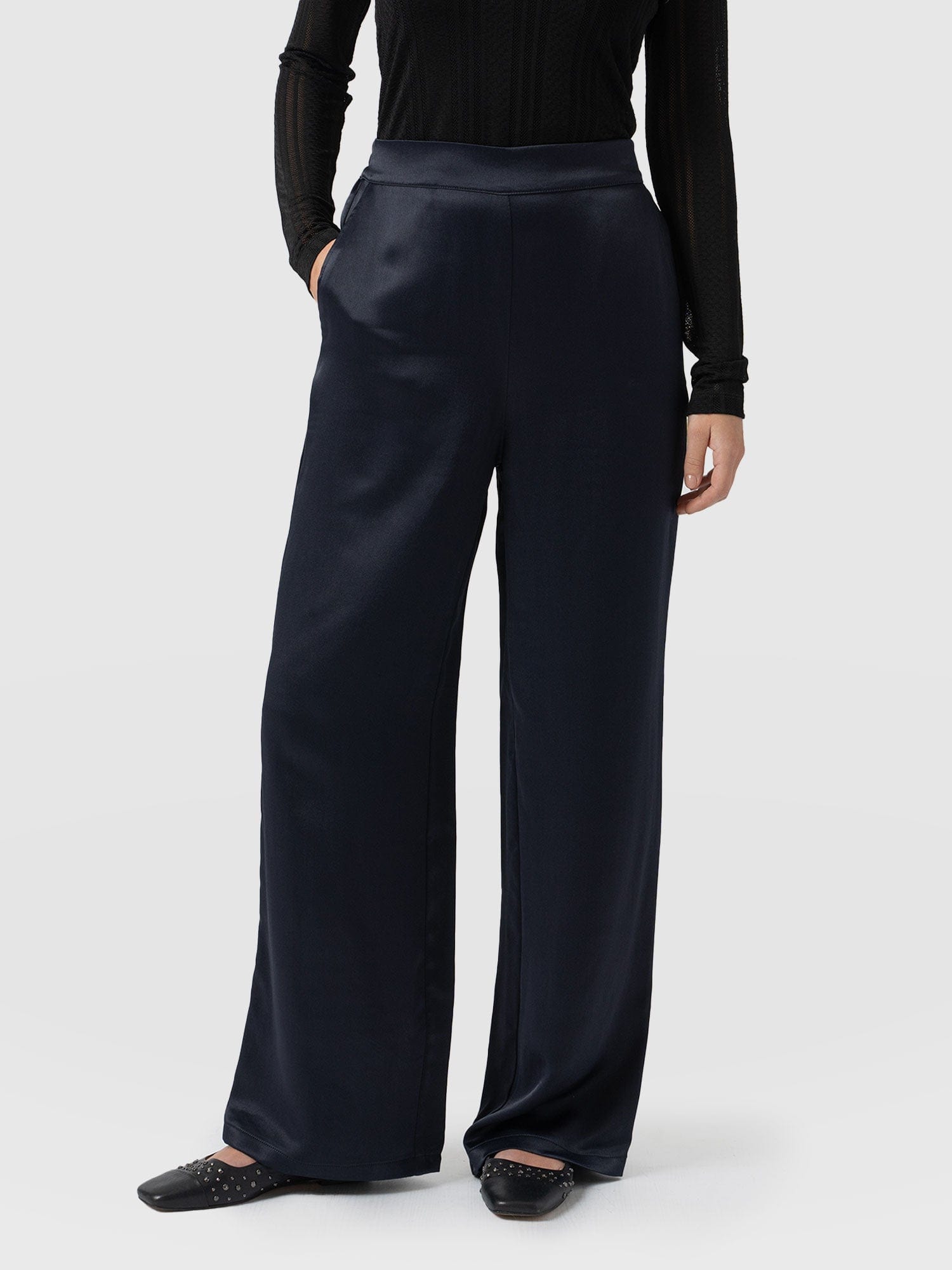 Langley Wide Leg Pant Navy - Women's Trousers | Saint + Sofia® UK
