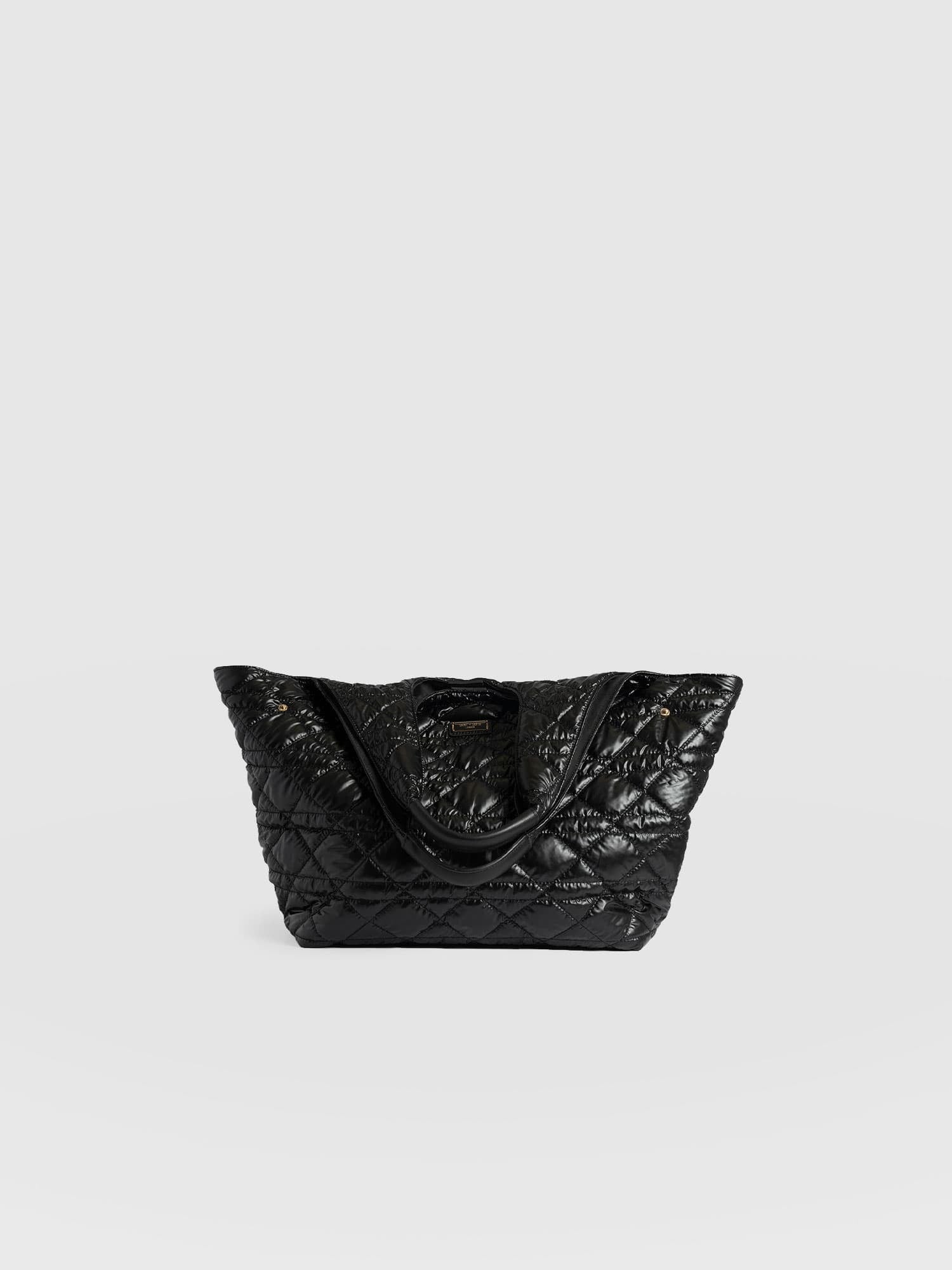 Large Stella Quilted Shoulder Tote Bag - Black