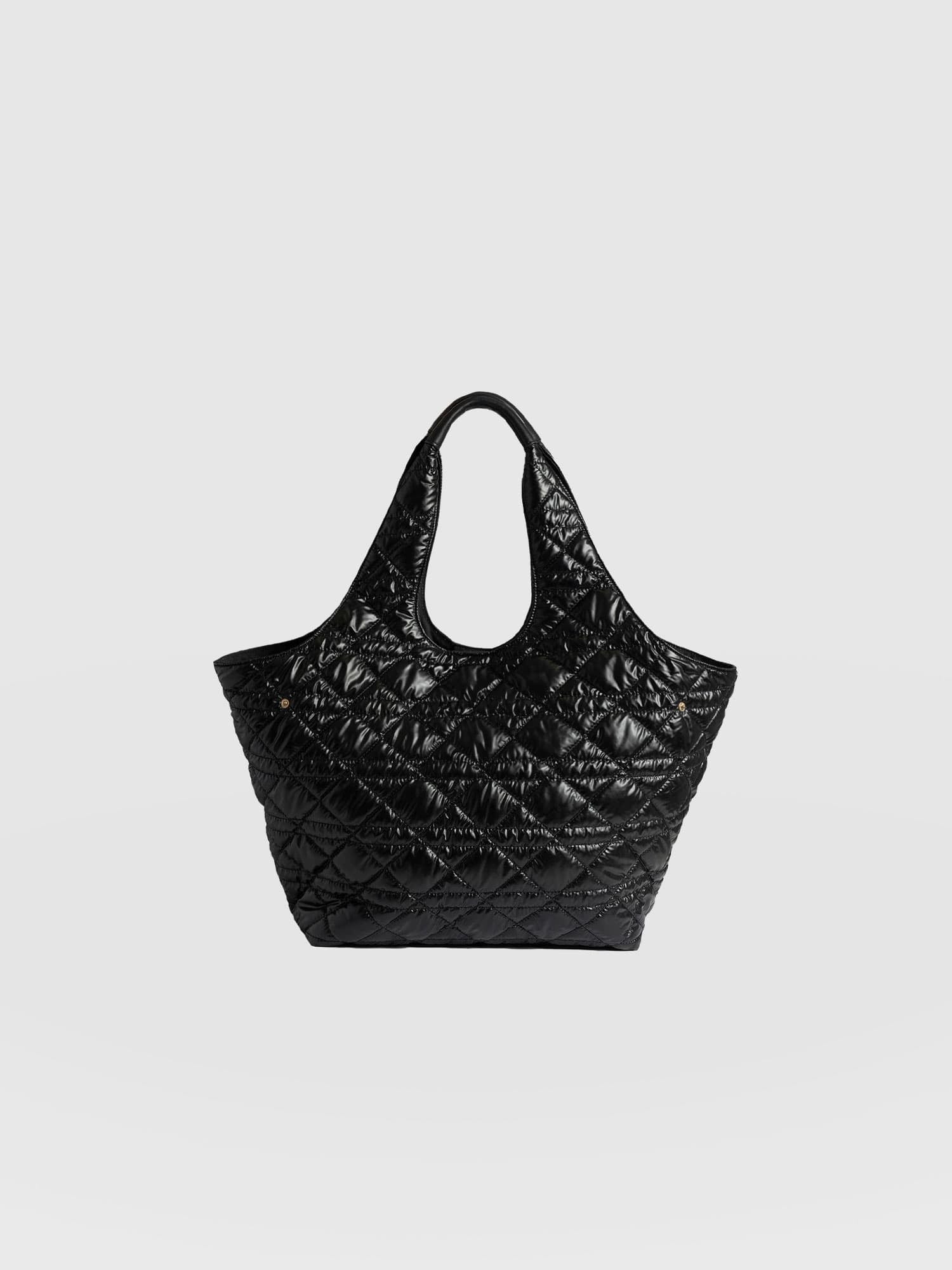 Large Stella Quilted Shoulder Tote Bag - Black